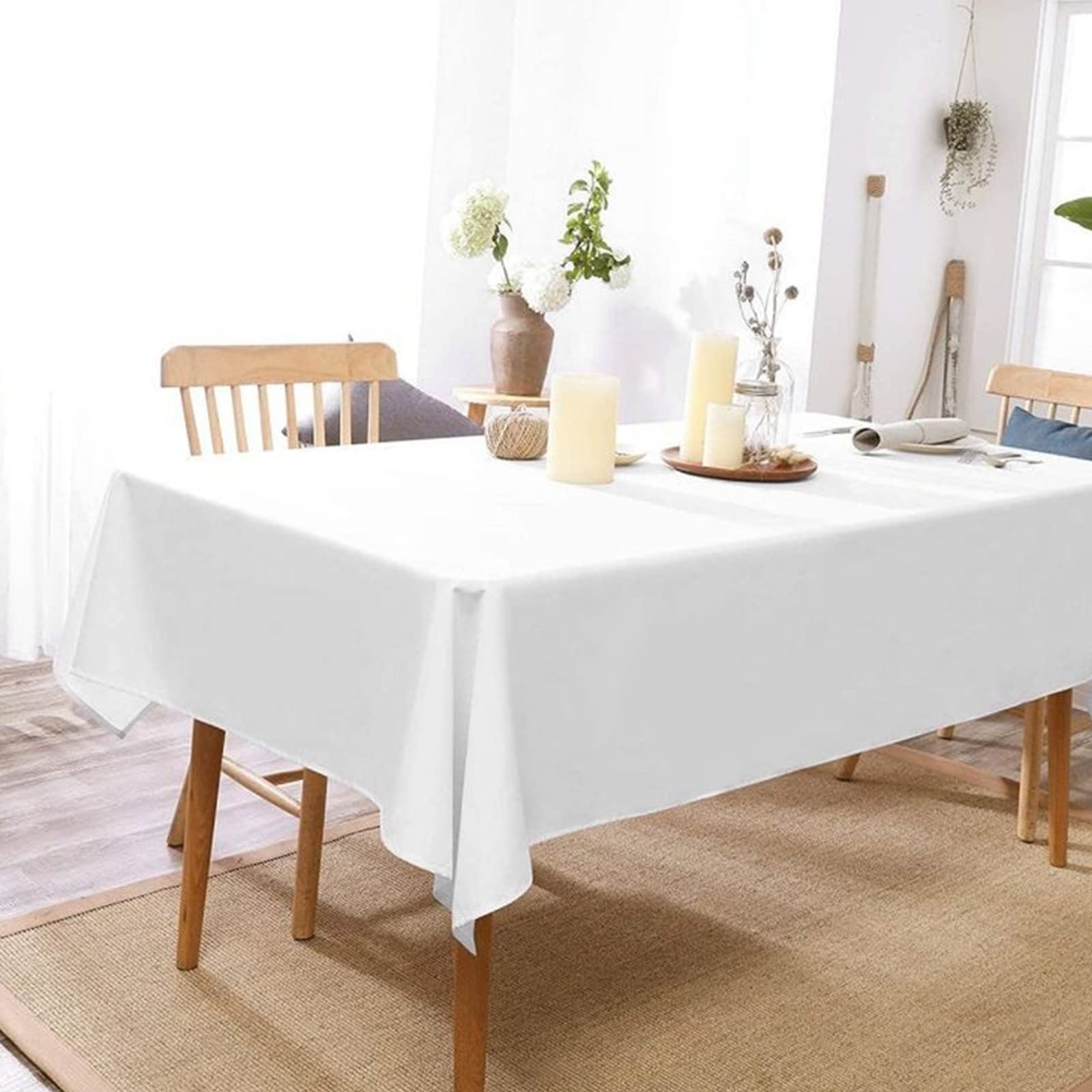 Pesonlook 6-Pack White Polyester Tablecloths 60 x 102 Inch - Rectangle Washable Table Cover for 6ft Tables, Wedding, Banquet, Party & Home Dining - Durable Polyester Fabric for Easy Cleaning & Reuse