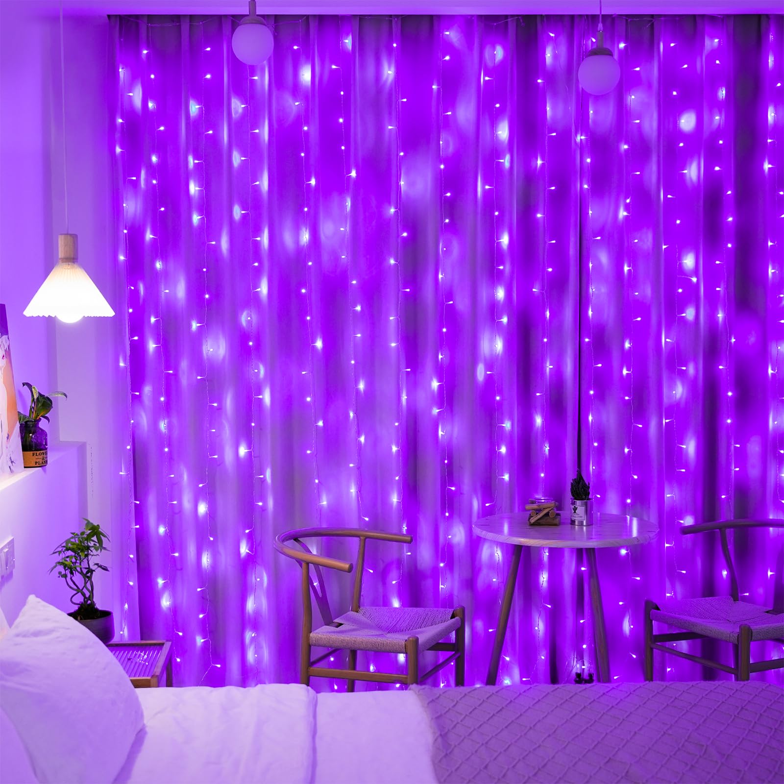 JMEXSUSS 300LED Purple Christmas Lights with Remote - 8 Modes Waterproof Fairy String Lights for Indoor Outdoor Decor, Bedroom, Window, Wall, Party Backdrop - Perfect for Xmas, Halloween, Wedding & Garden Decorations