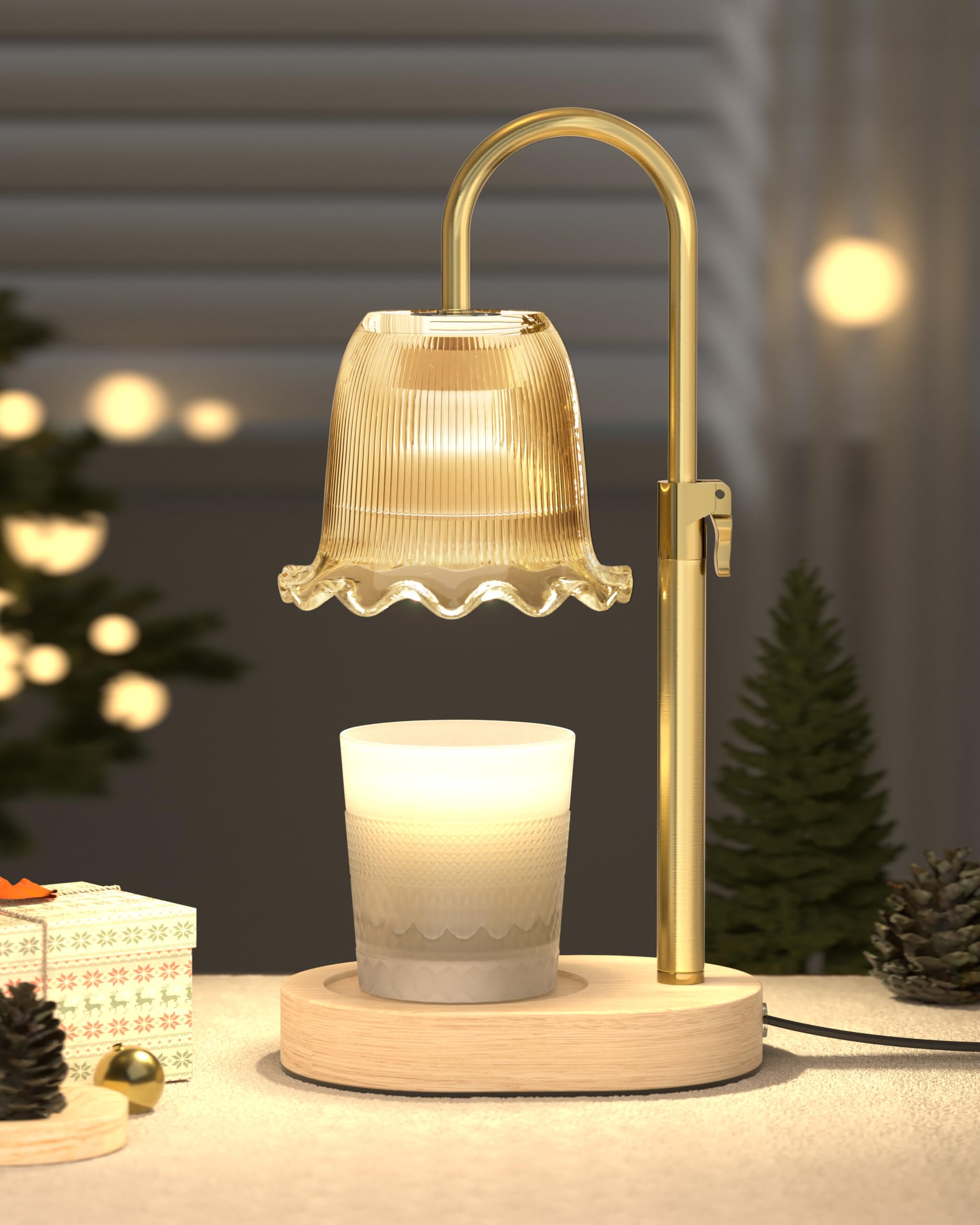 Vintage Flower Candle Warmer Lamp with Timer - Adjustable Height Electric Wax Melt Warmer with 2 Bulbs - Perfect Birthday Gift for Women, Housewarming Present for Mom - Ideal for Home Decor, Aromatherapy & Relaxation