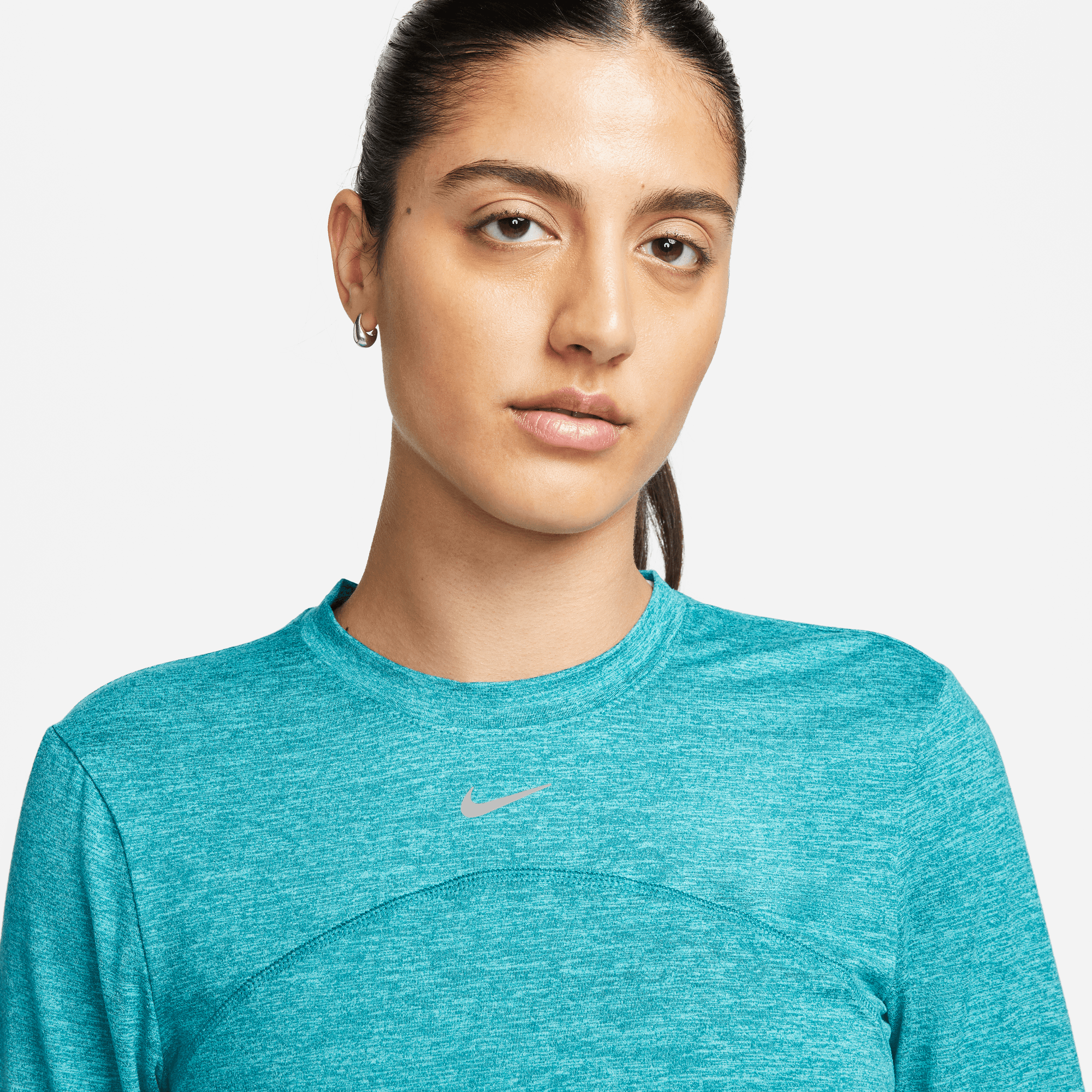 Nike Women's DRI-FIT Swift Element UV Protection Running Shirt - Breathable, Moisture-Wicking Workout Top (Geode Teal/Clear Jade II/Reflective Silver) | Perfect for Jogging, Gym Training & Outdoor Sports