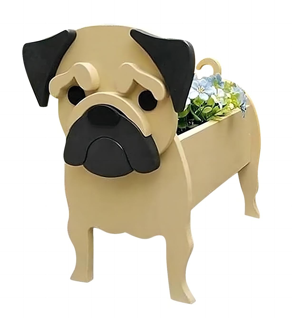 Bamboo's Grocery LoKii Meat Color Pug Dog Planter - Cute Animal Shaped Flower Pot for Indoor Outdoor Garden Decor | Perfect for Succulents, Herbs & Home Plants Decoration