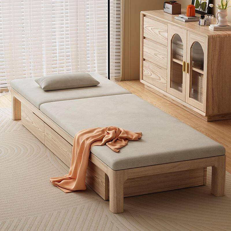 Minimalist Beige Overstuffed Chaise Lounge Loveseat with Storage Compartment & Adjustable Features - Perfect for Living Room, Bedroom or Home Office Relaxation