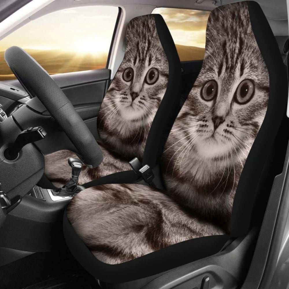American Shorthair Cat Car Seat Covers - Cute Cat Face Design 112428 | Durable Pet Protection for Cars, Trucks & SUVs - Perfect for Cat Lovers & Daily Commutes