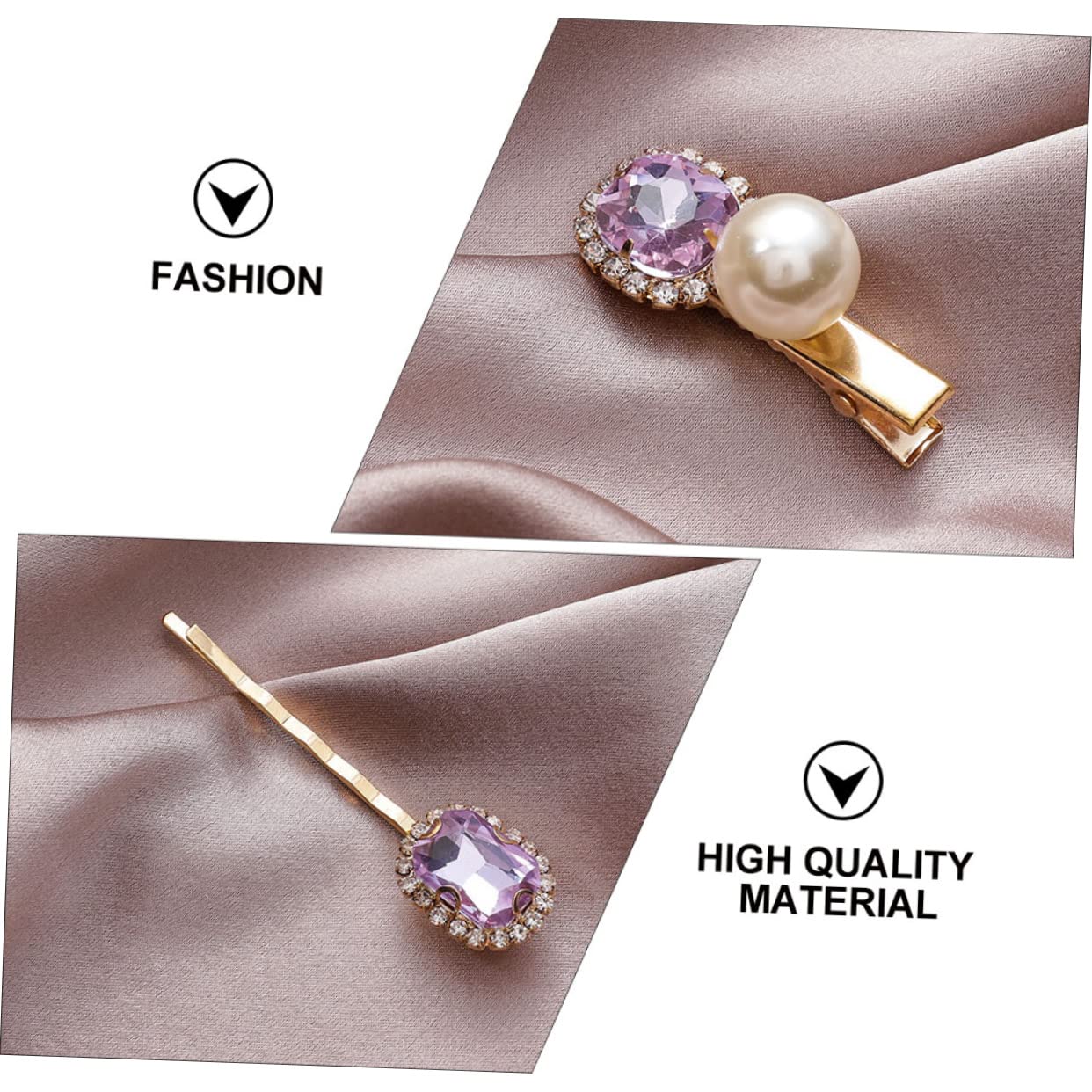 FOMIYES 5Pcs Pearl Hair Clips for Women - Rhinestone Hair Barrettes, Bridal Hairpins, Vintage Alloy Hair Toppers & Tiaras (Purple) - Perfect for Weddings, Prom, Parties & Special Occasions