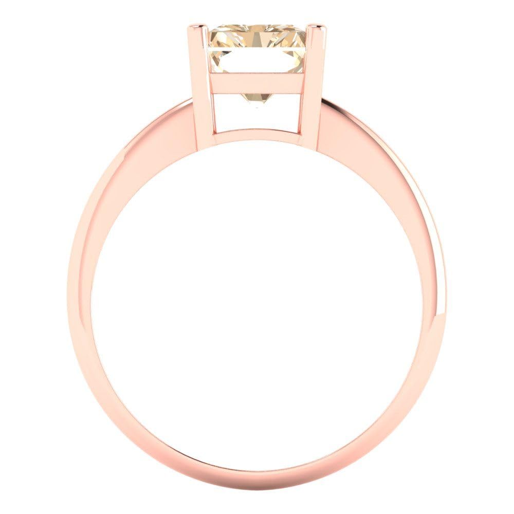 2.5ct Natural Brown Morganite Engagement Ring - Radiant Cut Solitaire in 18K Rose Gold for Wedding, Bridal, Promise & Anniversary | Clara Pucci Jewelry for Romantic Occasions & Special Gifts
