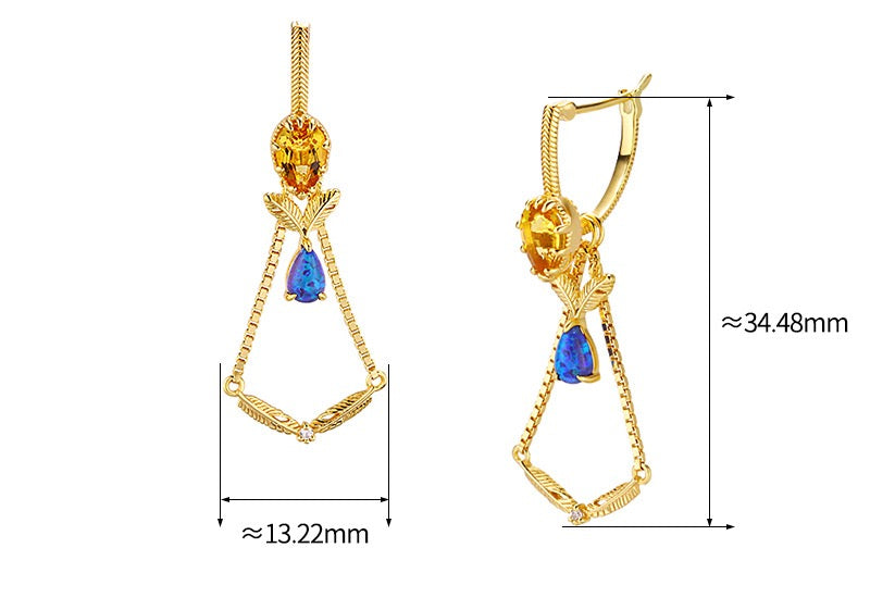 Vintage Citrine & Black Opal Multi-Stone Dangle Earrings | TB1501 | Perfect for Boho Chic, Wedding & Evening Party Jewelry