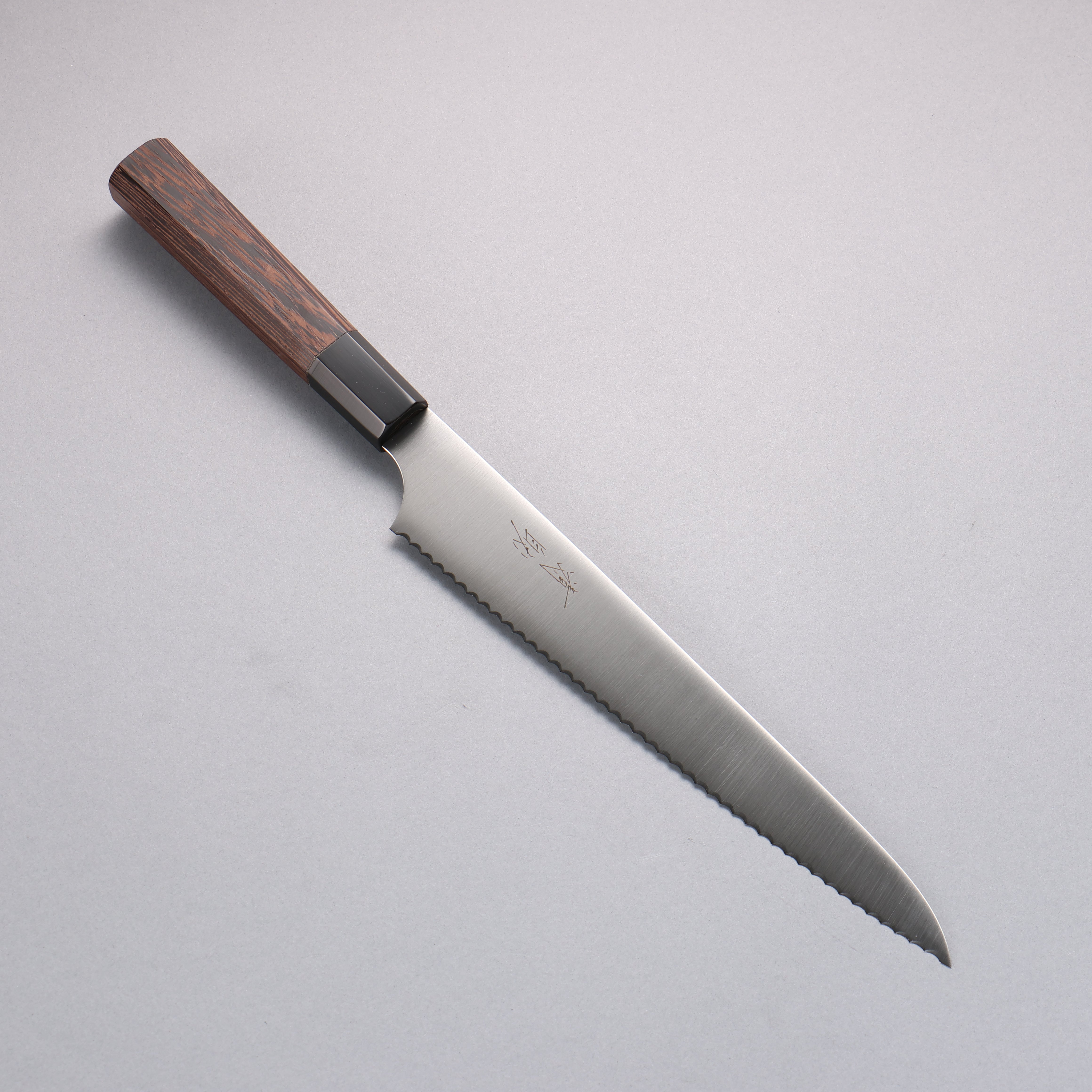 Premium Seisuke 240mm Stainless Steel Bread Knife with Wenge Wood Handle - Perfect for Slicing Bread, Cakes, and Pastries at Home or Bakery