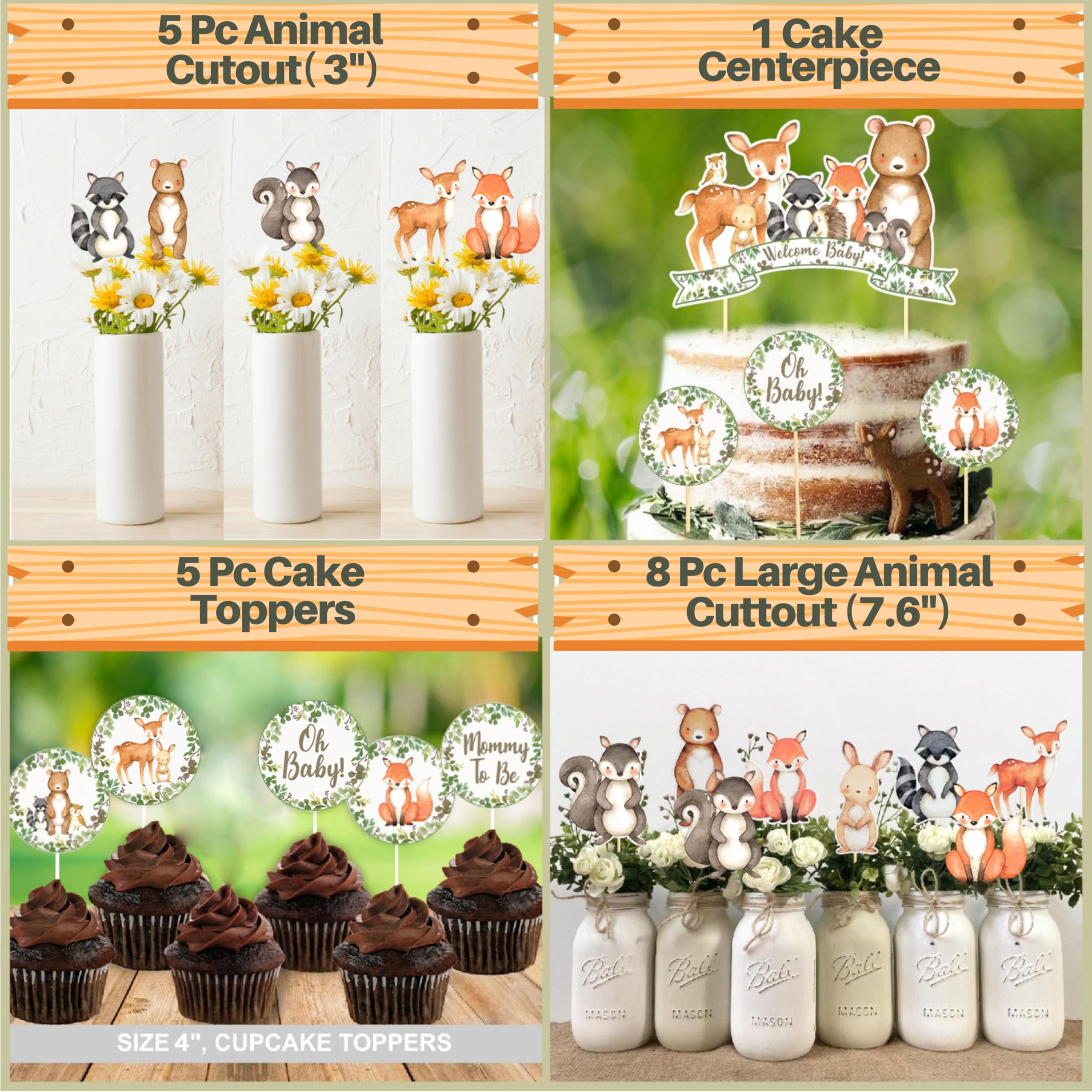 257-Piece Woodland Baby Shower Decorations Kit for Boys & Girls - Forest Animal Theme Gender Neutral Party Supplies with Backdrop, Banner, Balloon Garland, Tableware for 20 Guests | Perfect for Baby Showers, Nursery Decor, and First Birthday Parties