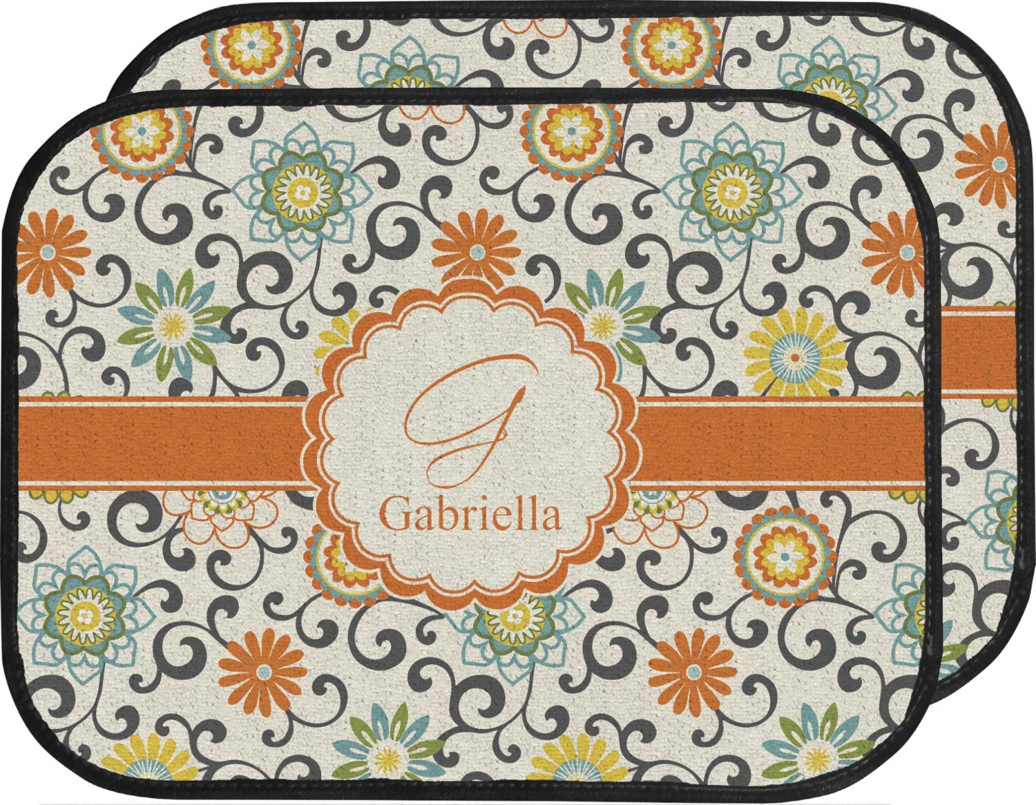 Custom Swirl & Floral Design Car Floor Mats Set - 2 Front & 2 Rear Mats for Cars, SUVs & Trucks | Waterproof & Non-Slip Protection | Perfect for Daily Commute, Road Trips & Family Travel