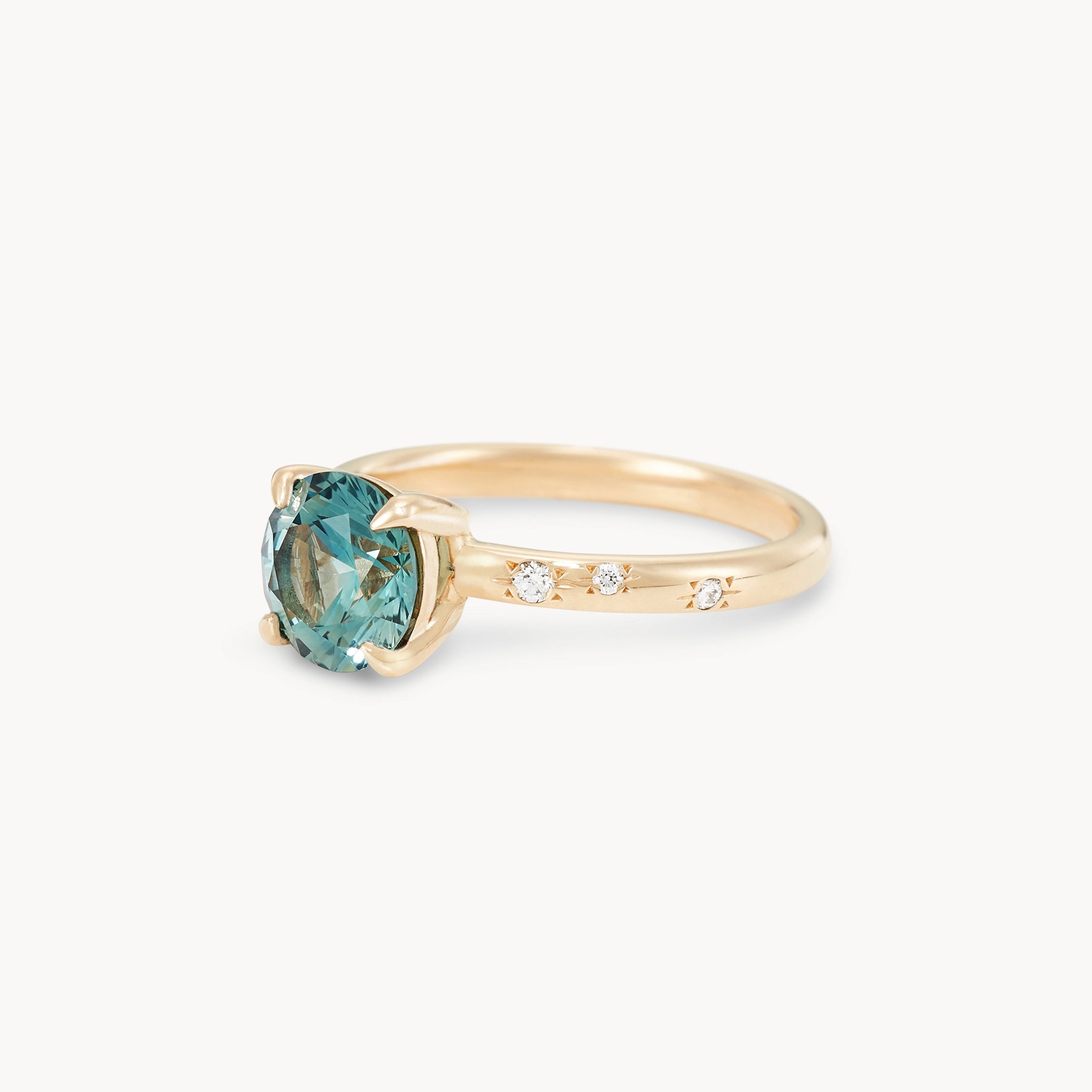 Woodland Grace Unique 14K Yellow Gold Round Sapphire Ring – Perfect for Weddings, Anniversaries & Special Occasions