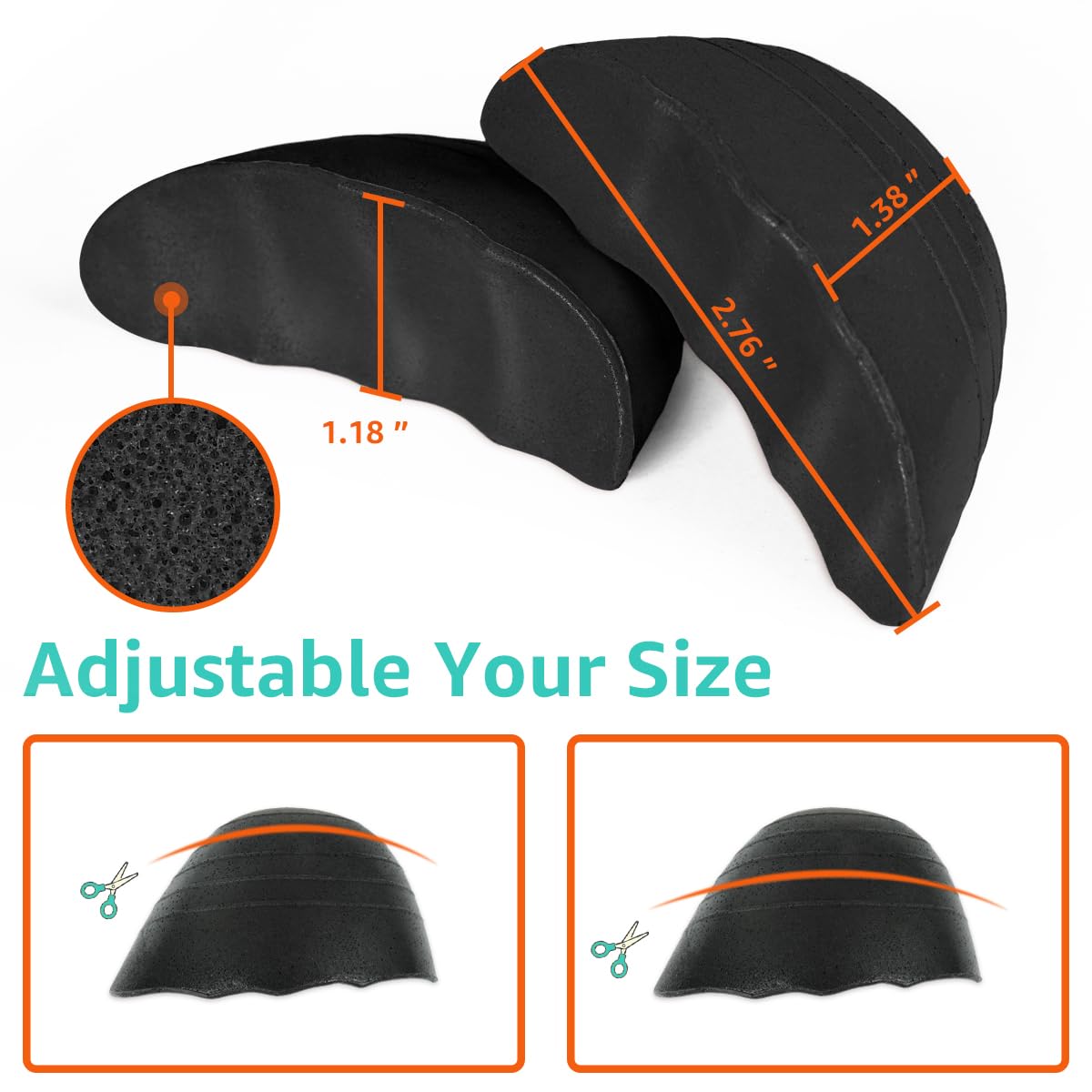 Dr. Shoesert Shoe Filler Inserts for Loose Shoes - Adjustable Half-Size Insoles for High Heels, Dress Shoes & Flats - Toe Cushion Fillers for Better Fit (2 Pairs, Black Round) | Perfect for Work, Parties & Daily Comfort