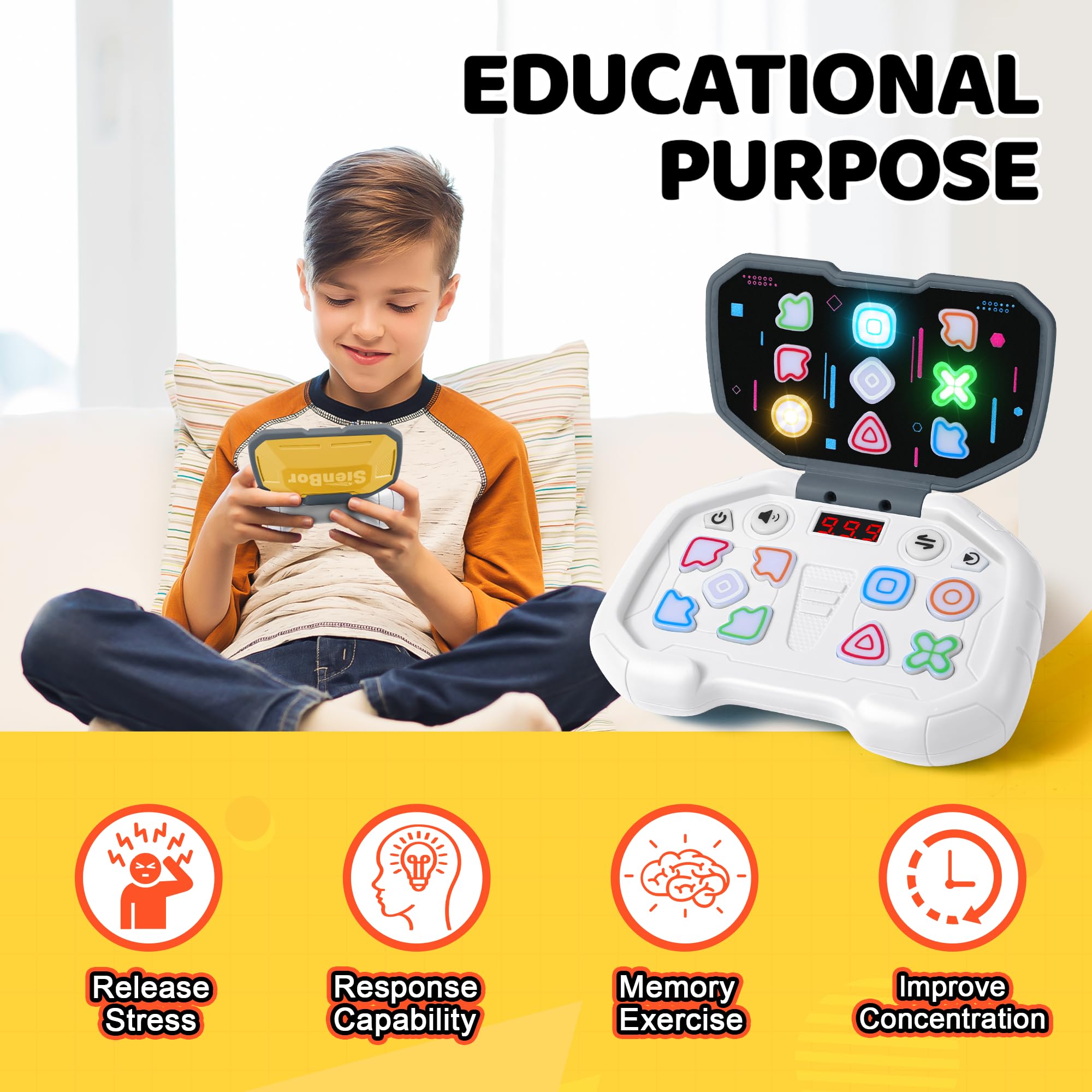 Best Handheld Game Console for Kids Ages 6-12 - ADHD Sensory Fidget Toys for Boys & Girls - Stress Relief Birthday Gifts - Perfect for Travel, Classroom & Home Use