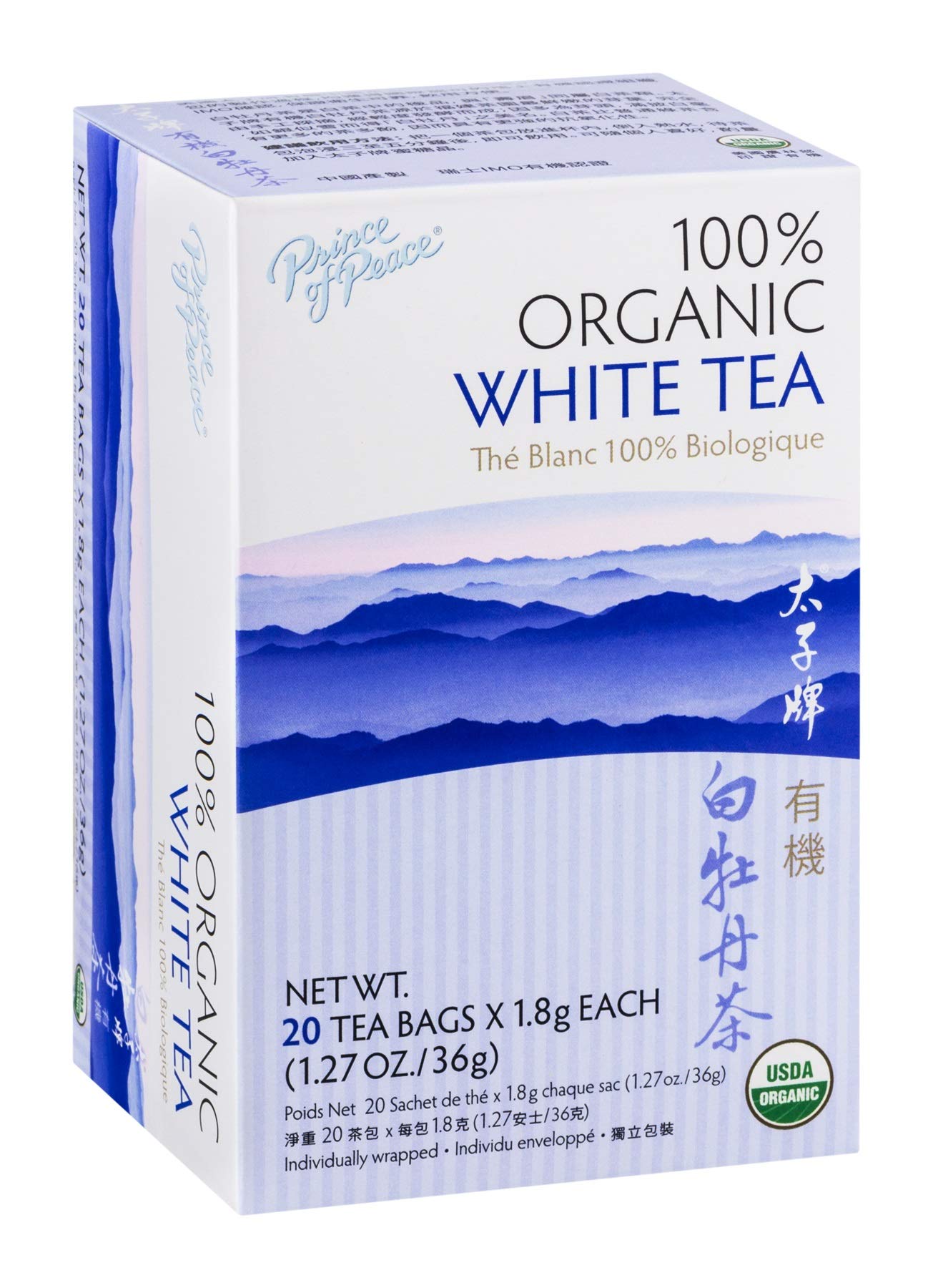 Prince of Peace Organic White Peony Tea - 20 Tea Bags | Premium Loose Leaf Herbal Tea for Relaxation & Wellness | Perfect for Afternoon Tea, Meditation & Stress Relief