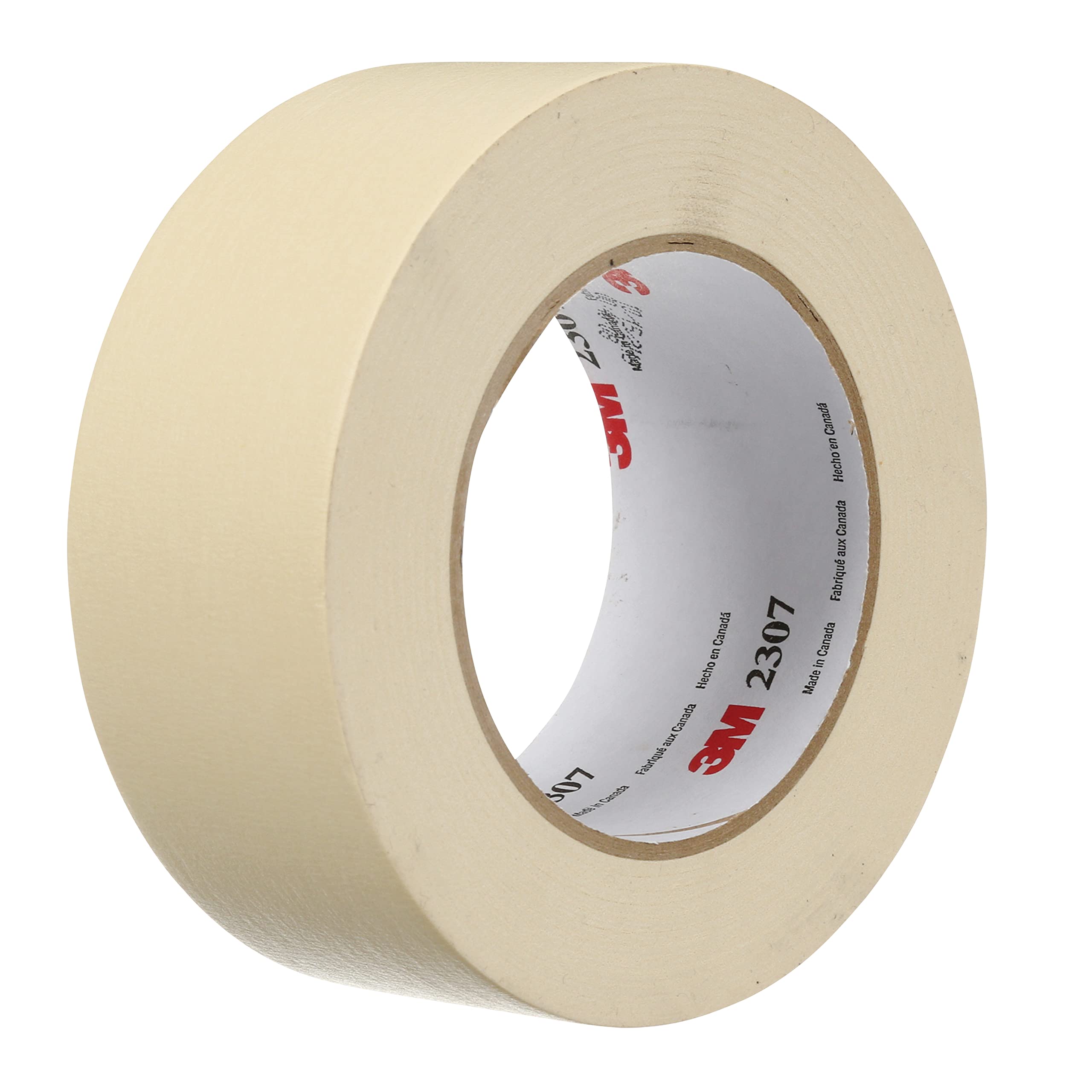 3M 2307 Tan Masking Tape - 48mm x 55m, Rubber Adhesive, Crepe-Paper Backing, 5.2 mil Thickness (24 Rolls/Case) - Ideal for Painting, DIY Projects, Home Repairs and Office Use