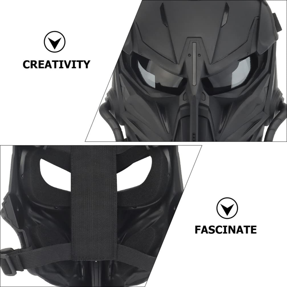 VOSAREA Black Electronic Helmet Cosplay Mask - Half Face Cover for Halloween Costume, Masquerade Party, Paintball & Outdoor Decor | Durable & Lightweight for Cosplay, Halloween Decorations & Themed Events
