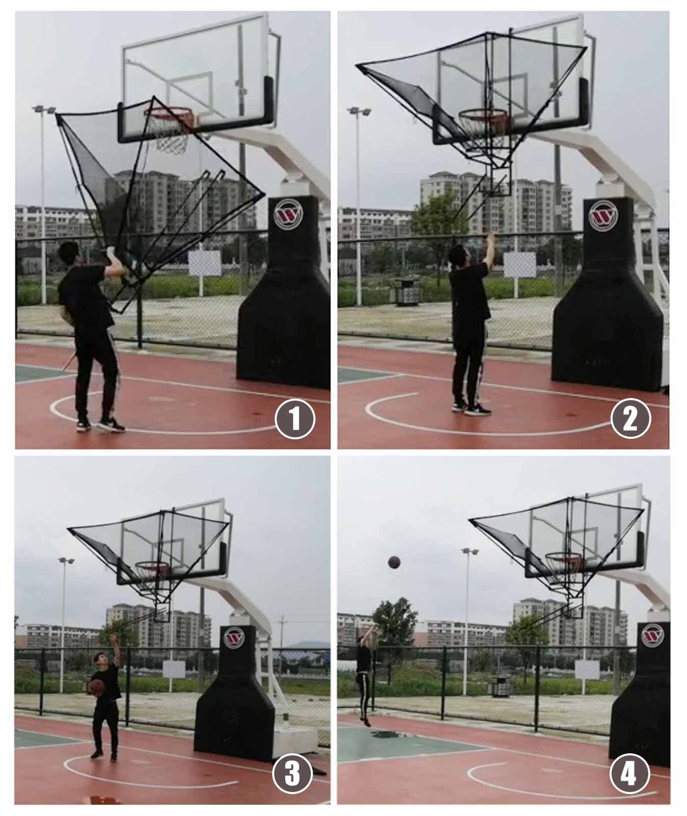 Metal Basketball Return Attachment for Hoop - Adjustable Shot Returner Net System with Rebounder for Training | Perfect for Driveway, Backyard & Gym Practice Sessions
