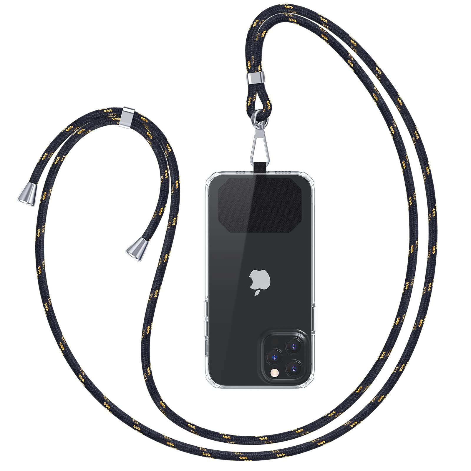 KINGLINK Adjustable Phone Lanyard - Universal Neck Strap for Smartphones - Black Gold for Work & Travel