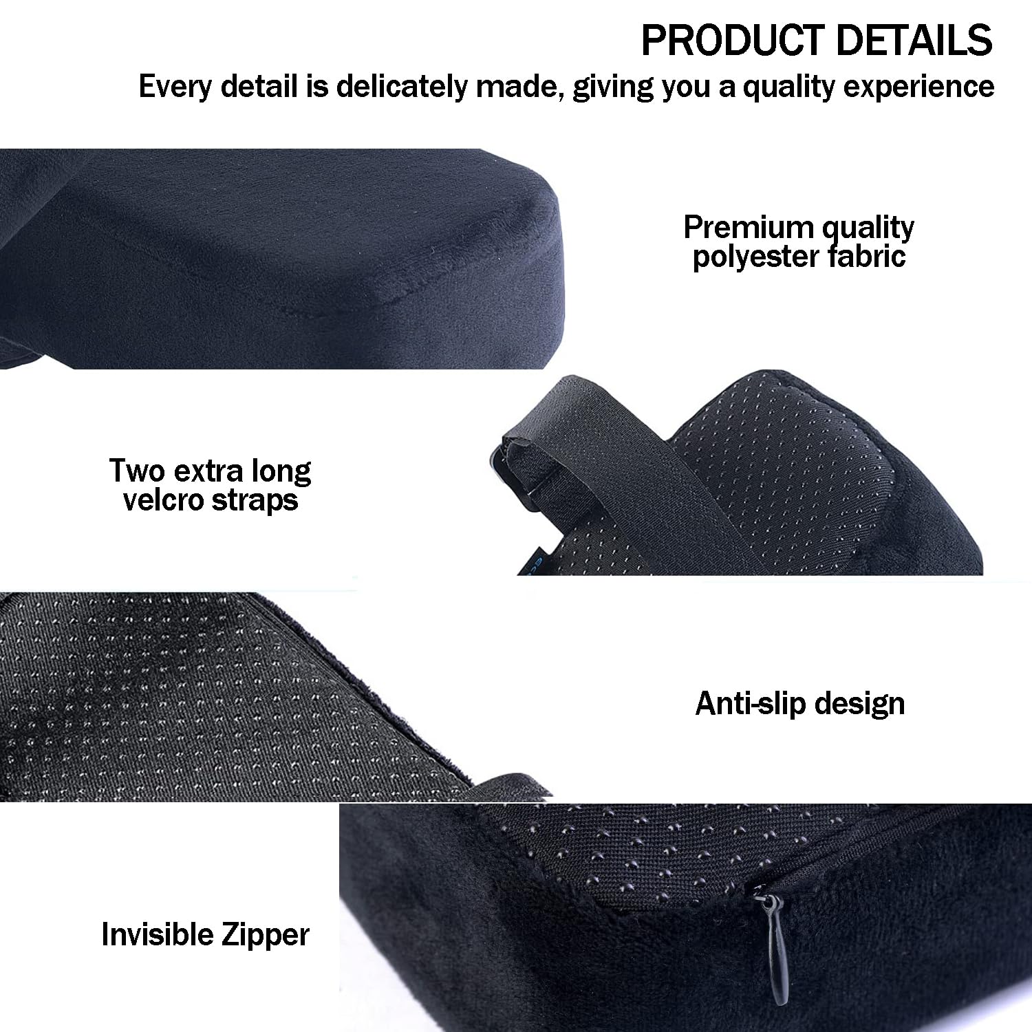 Memory Foam Armrest Covers for Office & Gaming Chairs - Pressure Relief Arm Chair Cushions, Set of 2 (Black) - Perfect for Home Office, Workstation & Long Computer Sessions