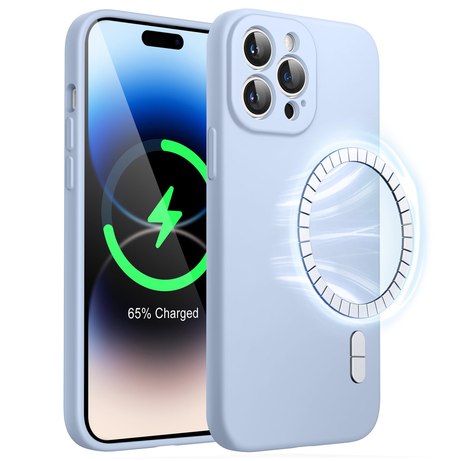 JETech Magnetic Silicone Case for iPhone 14 Pro 6.1-Inch - Slim Fit, MagSafe Compatible, Full Camera Protection, Shockproof & Scratch Resistant Cover (Light Blue) | Perfect for Everyday Use, Travel & Wireless Charging