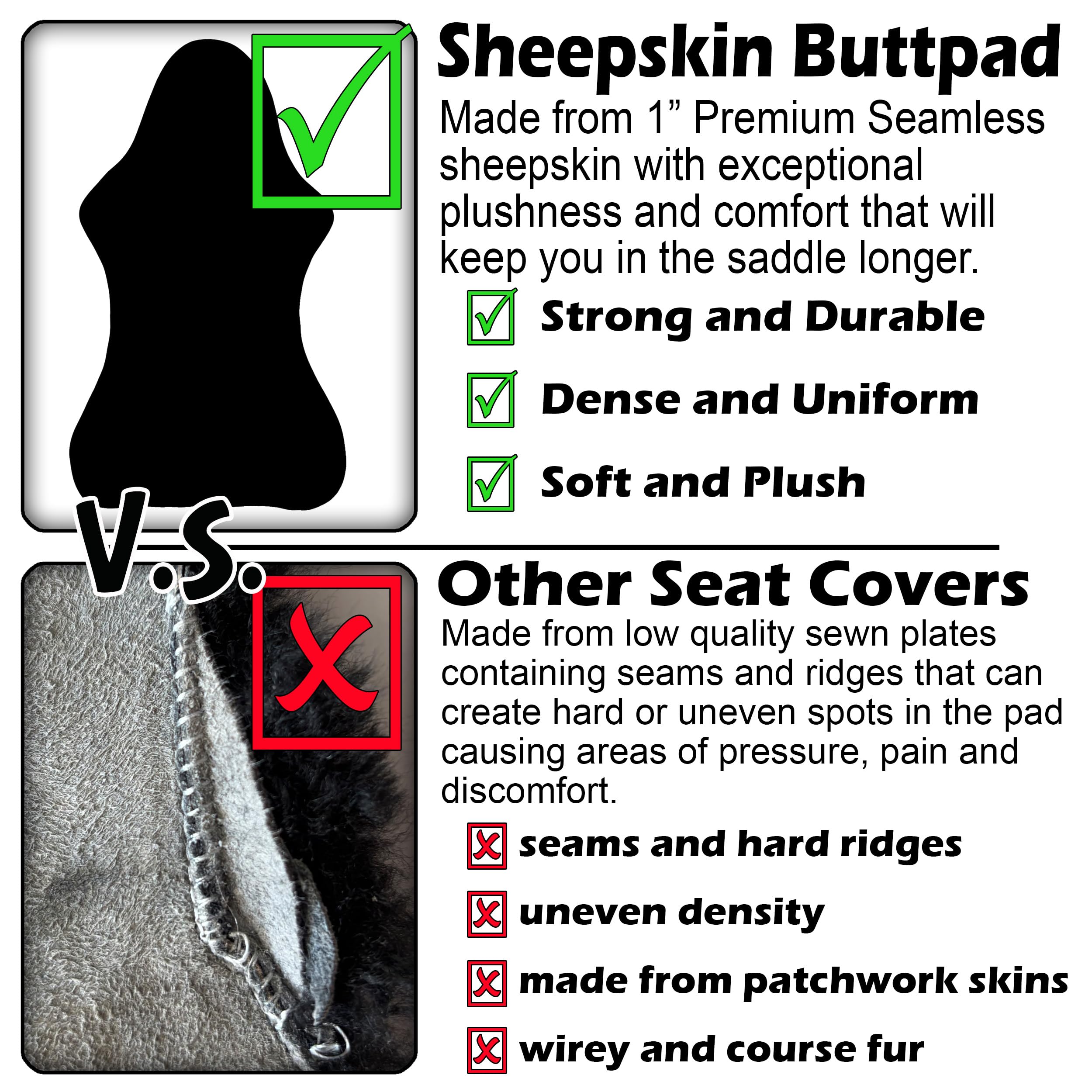 Premium Large Sheepskin Buttpad® - Comfortable Motorcycle Seat Cushion with Long Hair Twilight Fur for Harley, Cruiser & Touring Bikes - Ideal for Long Rides & Road Trips