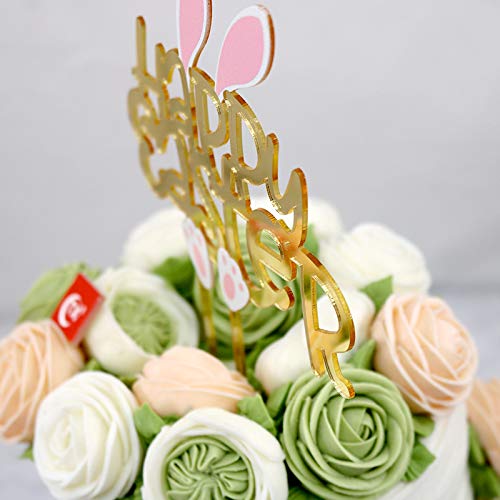 Easter Bunny Cake Topper Set - Rabbit Ear Cake Picks for Easter Party Decorations | Perfect for Easter Cakes, Cupcakes, and Spring Dessert Decor