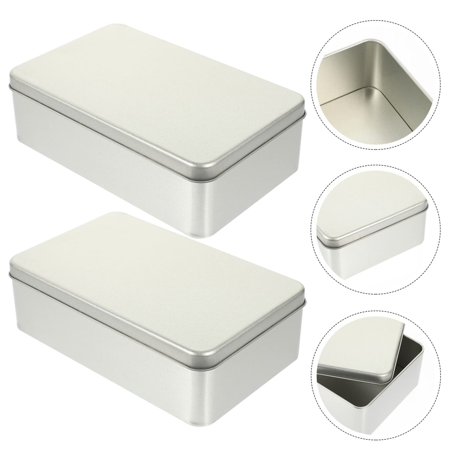 2-Piece Decorative Tin Storage Box Set with Lid - Small Square Metal Containers for Candles, Nuts, Makeup, Cookies & Tea | Perfect for Home, Office & Gift Packaging
