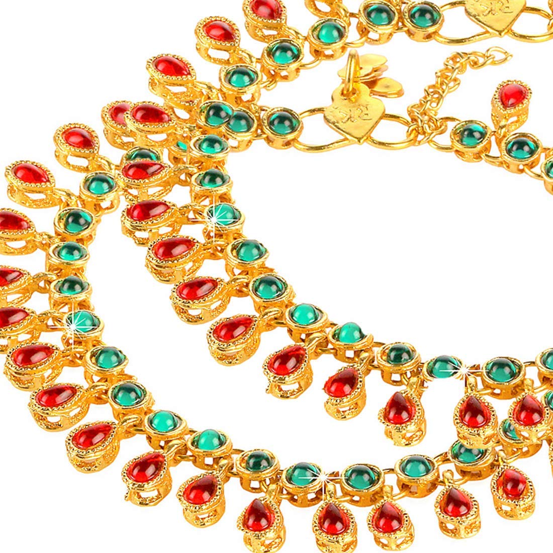 Gold Plated Indian Traditional Bollywood Style Kundan Anklet Payal for Women - Elegant Ethnic Barefoot Jewelry for Parties, Weddings & Festivals (A031MG)