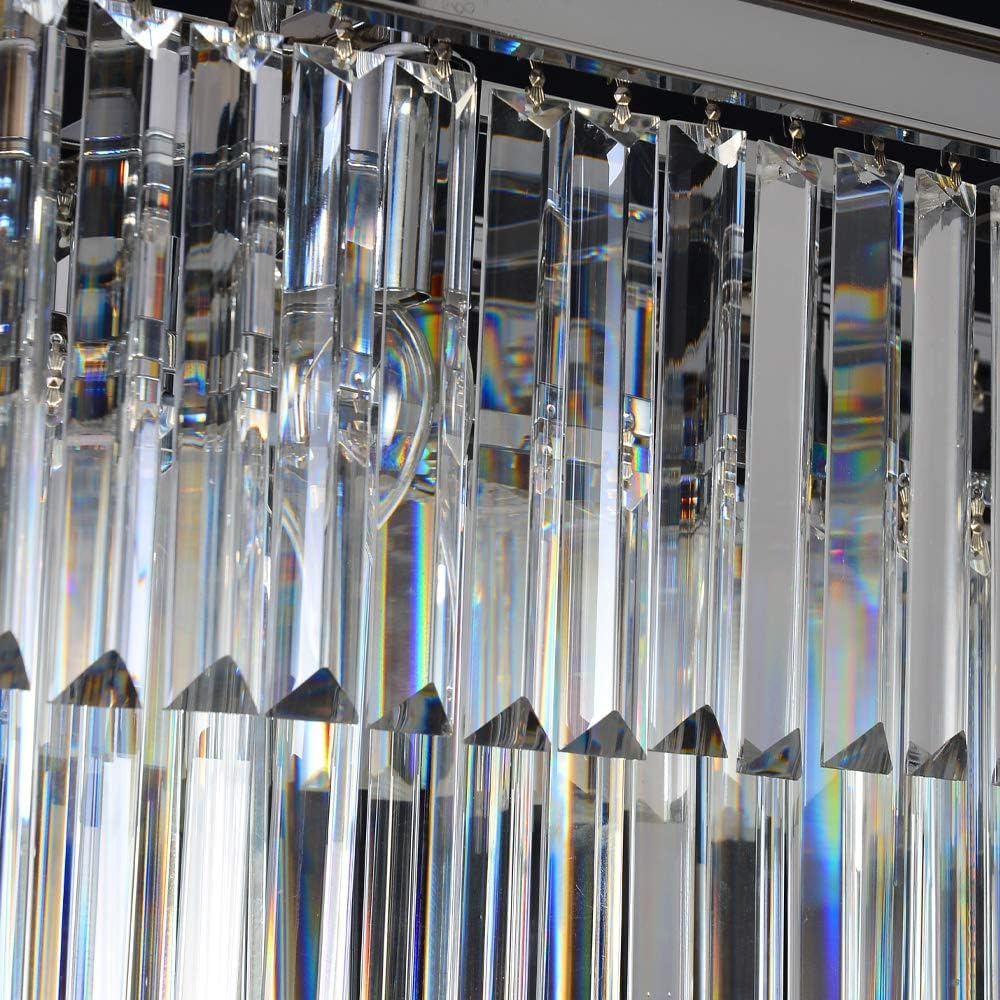 Luxury Modern Chrome Rectangular Crystal Chandelier - 8-Light Pendant Ceiling Light Fixture for Dining Room, Kitchen Island | Elegant Lighting for Home Decor, Wedding Venues & Luxury Restaurants