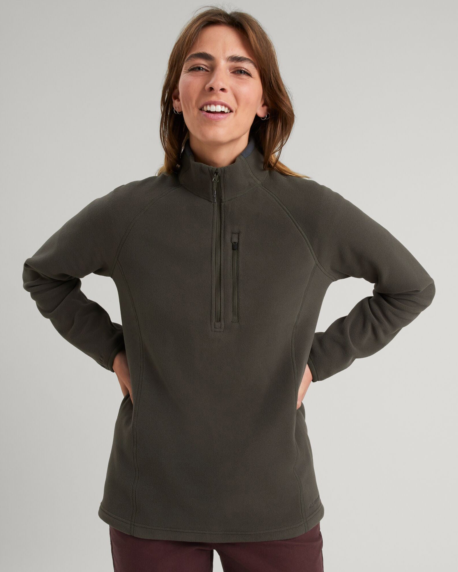 Women's Ridge 100 PrimaLoft Bio Pullover Jacket - Dark Moss Green - Lightweight Insulated Winter Coat for Hiking, Camping & Outdoor Activities