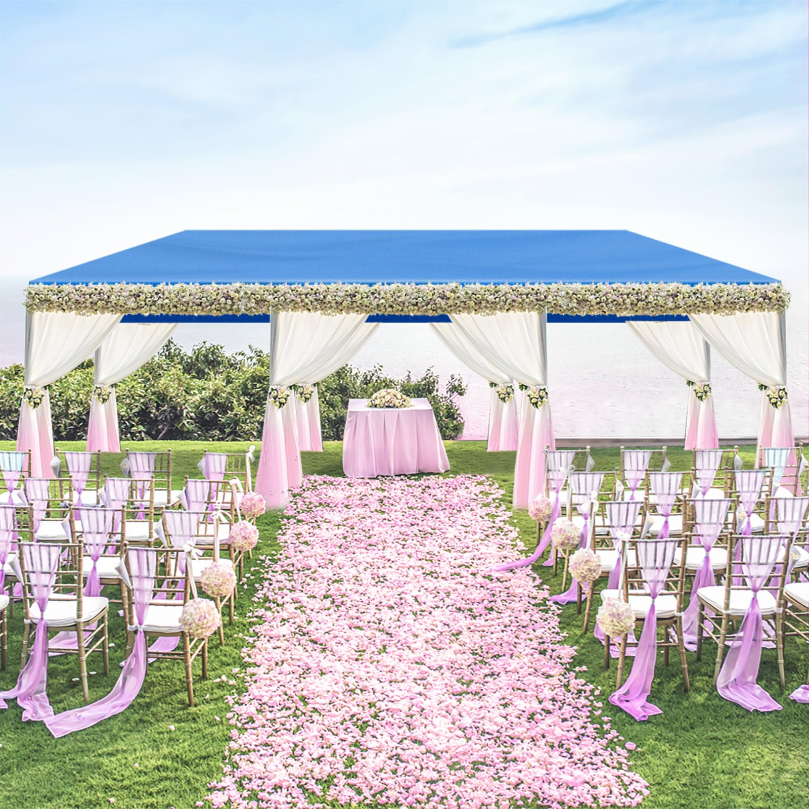 10x30 Blue Outdoor Party Tent with 8 Removable Sidewalls - Waterproof Gazebo Canopy for Weddings, Birthdays, BBQ, Camping & Garden Events - Perfect for Backyard, Patio & Outdoor Gatherings
