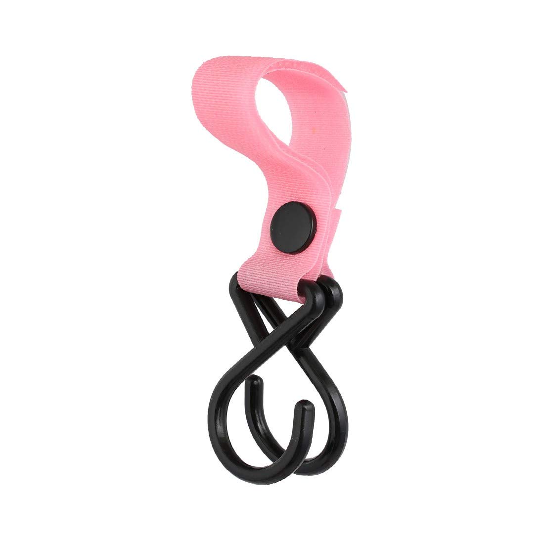 4-Pack 11lb Capacity Adjustable Stroller Hooks with Secure Loop Closure - Pink | Perfect for Baby Strollers, Shopping Carts & Grocery Bags Organization