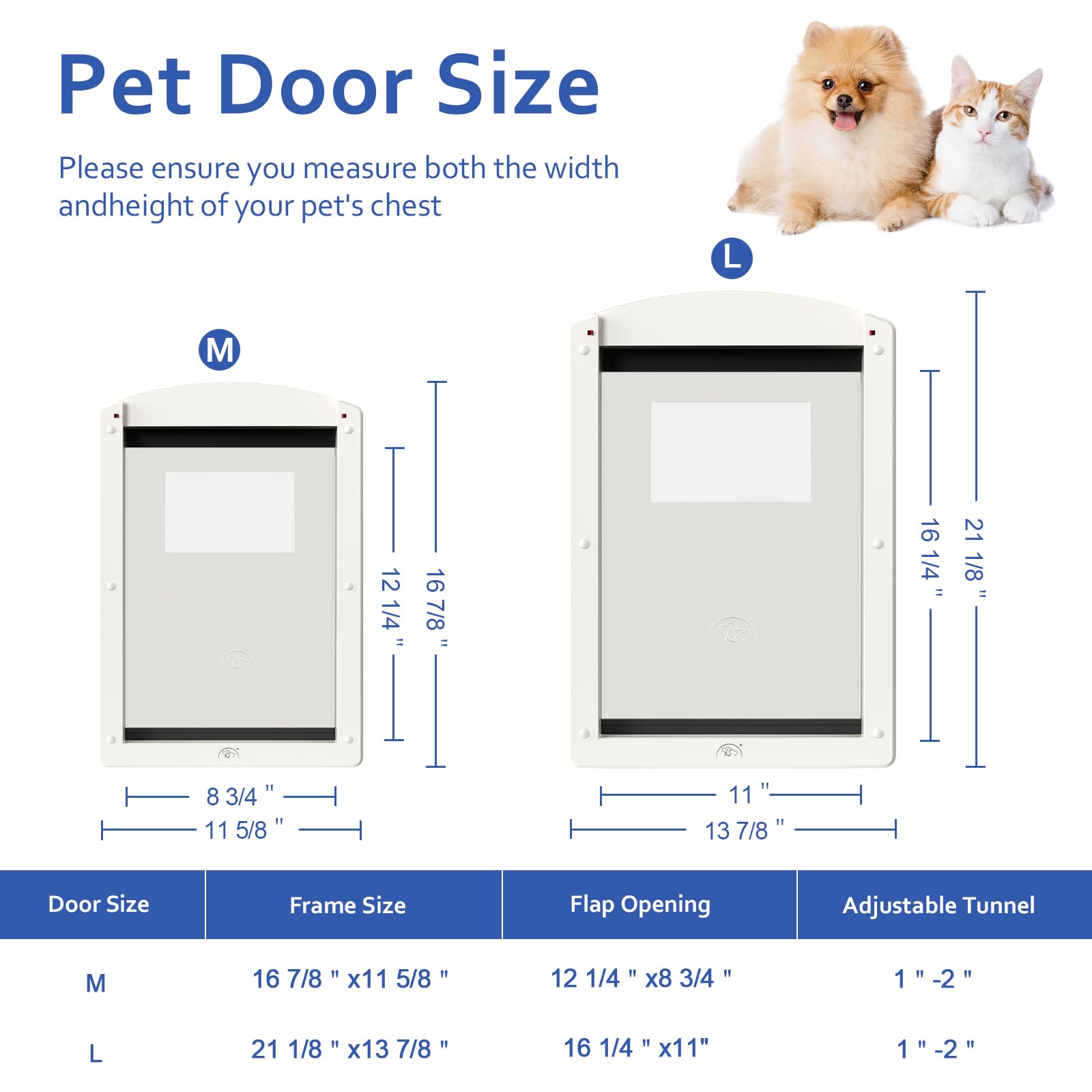 Heavy Duty Large Dog Door with Sliding Lock Panel & Magnetic Flap - White Frame Pet Door for Big Dogs & Medium Pets - Indoor/Outdoor Use for Patio, Garage & Backyard Access
