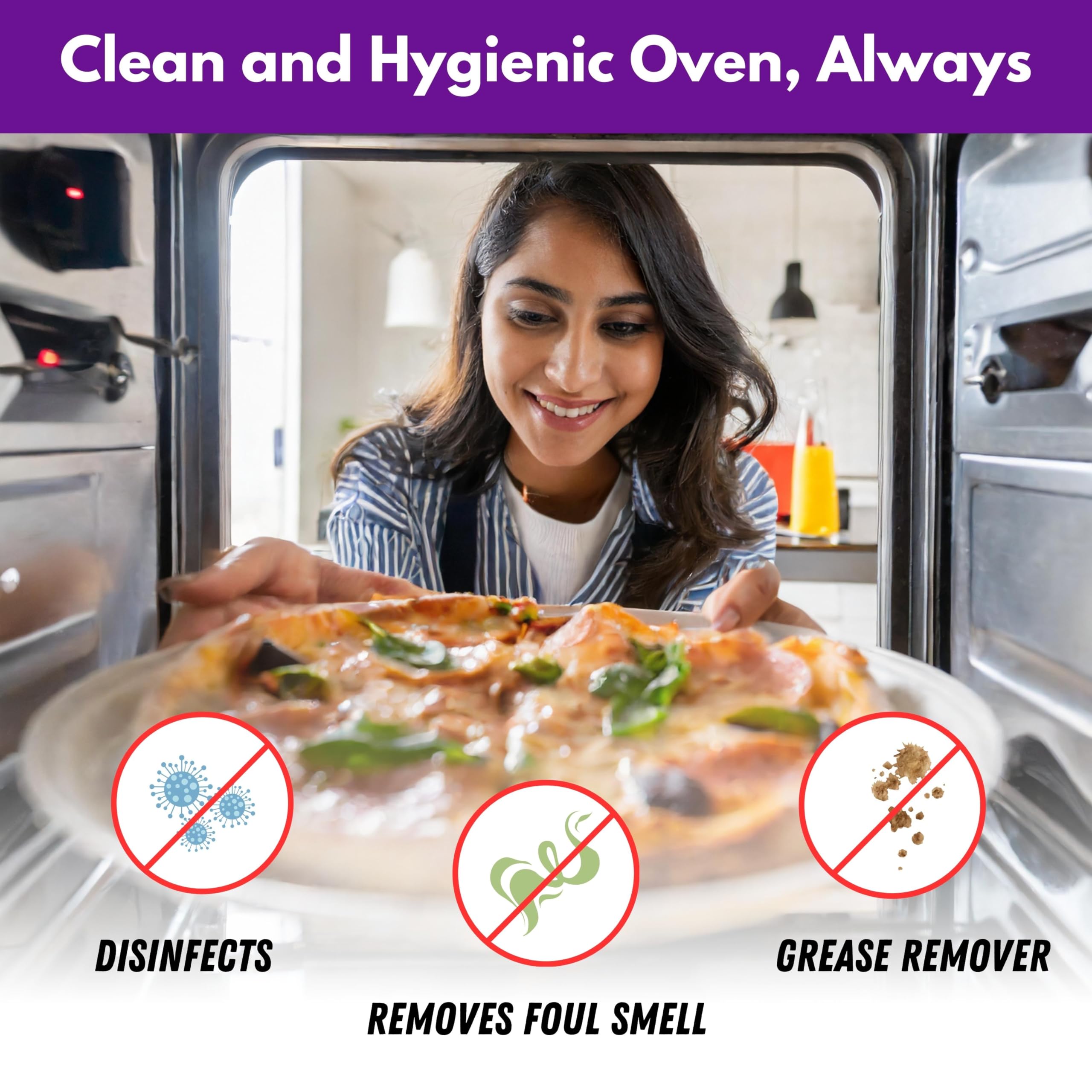 Quiclean™ All-Purpose Oven & Grill Cleaner and Disinfectant Spray - 500ML | Heavy-Duty Kitchen Degreaser | Chimney, Microwave & Grease Stain Remover | Safe for Stainless Steel & Ceramic (Pack of 1) | Perfect for Deep Cleaning Grills, Ovens & Kitchen Surfaces
