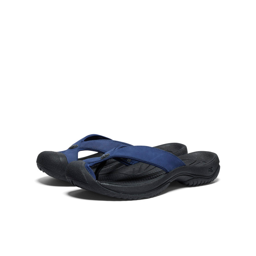 Men's Waimea Leather Flip Flops - Comfortable & Stylish Sandals for Summer | Navy Blue & Black | Perfect for Beach, Pool, and Casual Wear