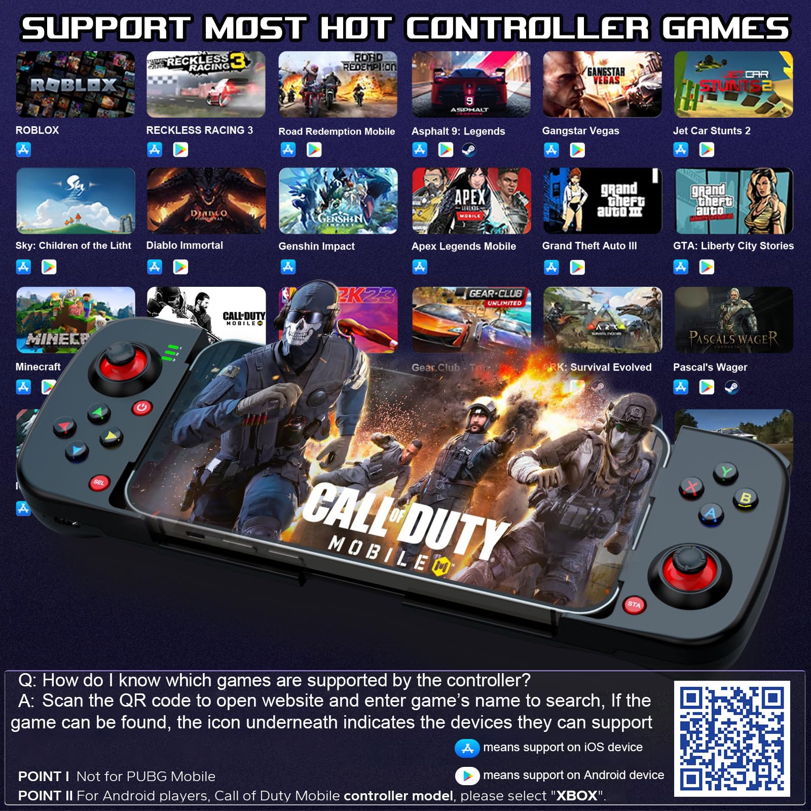 Megadream Wireless Bluetooth Mobile Game Controller for iPhone iOS Android PC - Compatible with iPhone 16/15/14/13/12/11, iPad, Samsung Galaxy, TCL Tablets - Perfect for Call of Duty, Roblox, Fortnite & Mobile Gaming (Blue & Green) - Ideal for Competitive Gaming, Live Streaming & Esports Tournaments