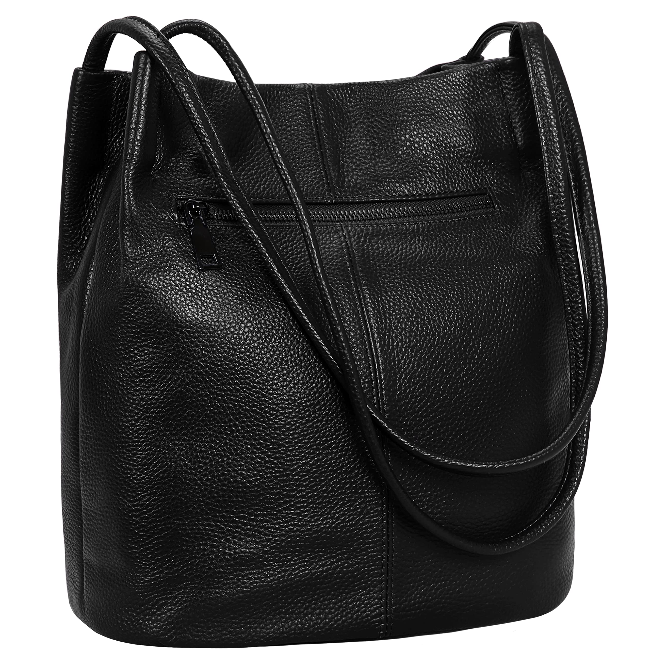 **Iswee Genuine Leather Tote Bucket Bags for Women - Stylish Hobo Shoulder Bags & Handbags - Perfect for Work, Travel, and Everyday Use**