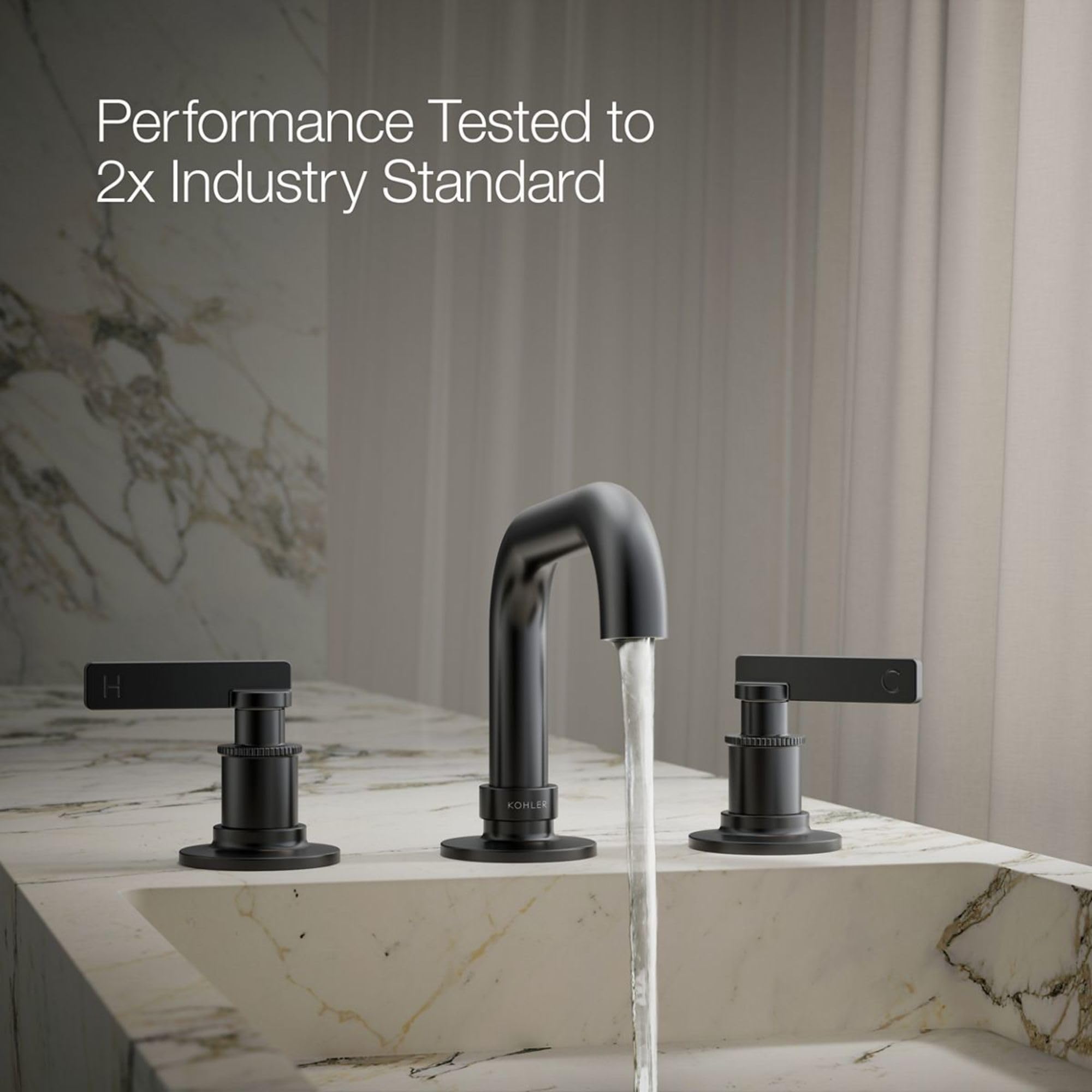 KOHLER Castia by Studio McGee Widespread Bathroom Sink Faucet - Modern Matte Black Finish - Perfect for Master Bathroom & Powder Room Renovations