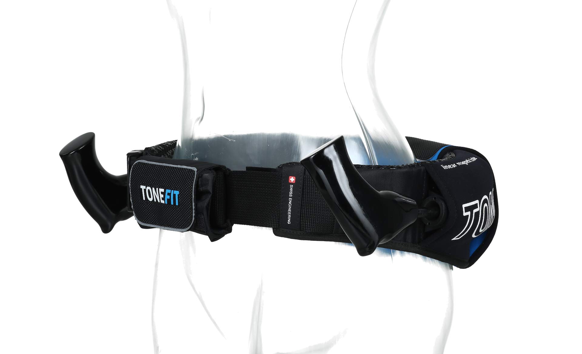 Unisex Fitness Belt for Full Body Workout - Adjustable Waist Trainer for Running, Gym & Home Exercise - Black & Blue Cross Training Belt - Perfect for Cardio, Weight Loss & Toning