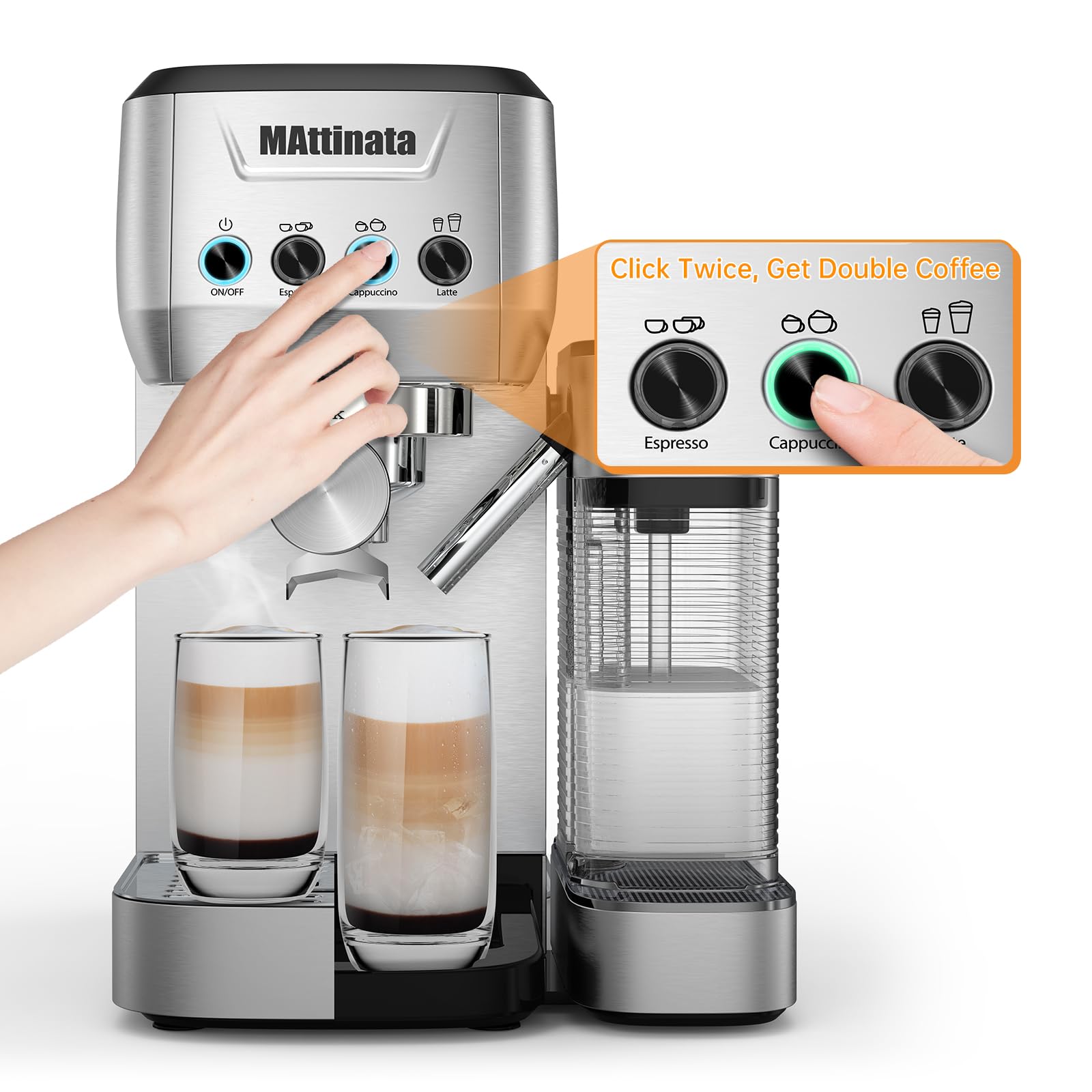 20 Bar Professional Cappuccino & Espresso Machine with Automatic Milk Frother - Compact Stainless Steel Latte Maker for Home, Office & Coffee Shops - Perfect for Morning Brews, Entertaining Guests & Barista-Quality Drinks