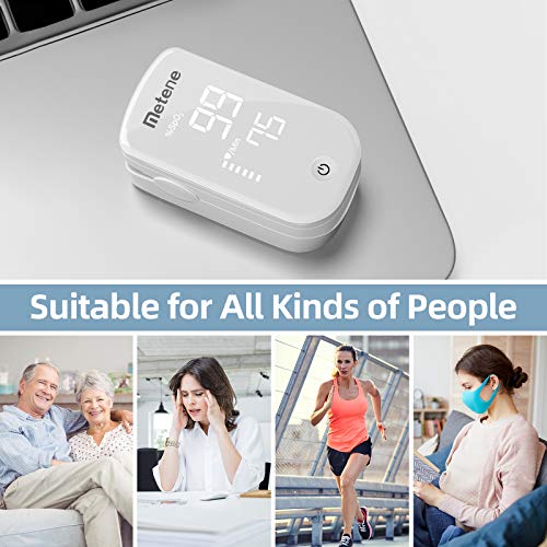 Metene Fingertip Pulse Oximeter - Accurate Blood Oxygen Saturation (SpO2) and Heart Rate Monitor - Portable Oxygen Meter for Home Use, Sports & Travel - FDA Approved for Adults & Kids