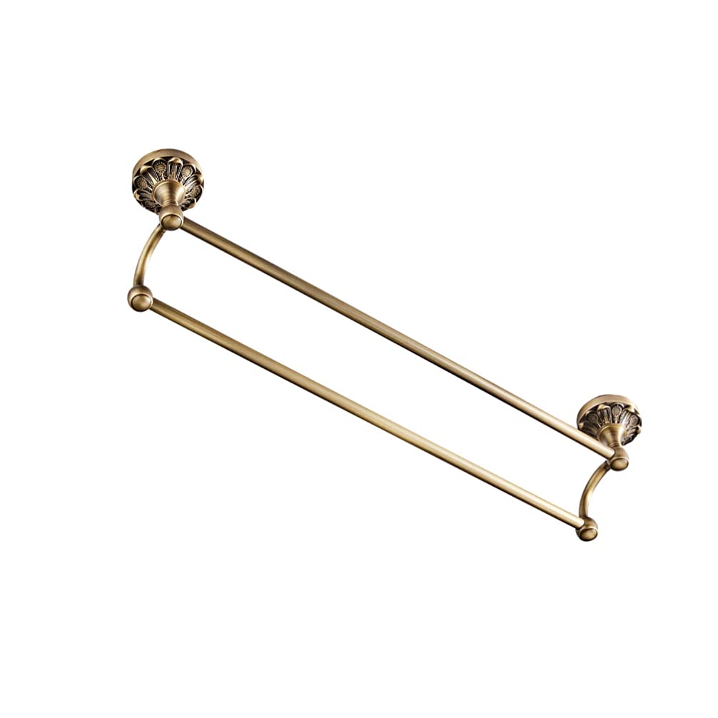 DOITOOL Double Towel Bar - Vintage Brass Bathroom Towel Organizer with Shelf, Hanging Towel Rail for Bathroom Storage - Perfect for Spa, Guest Bath, and Luxury Home Decor