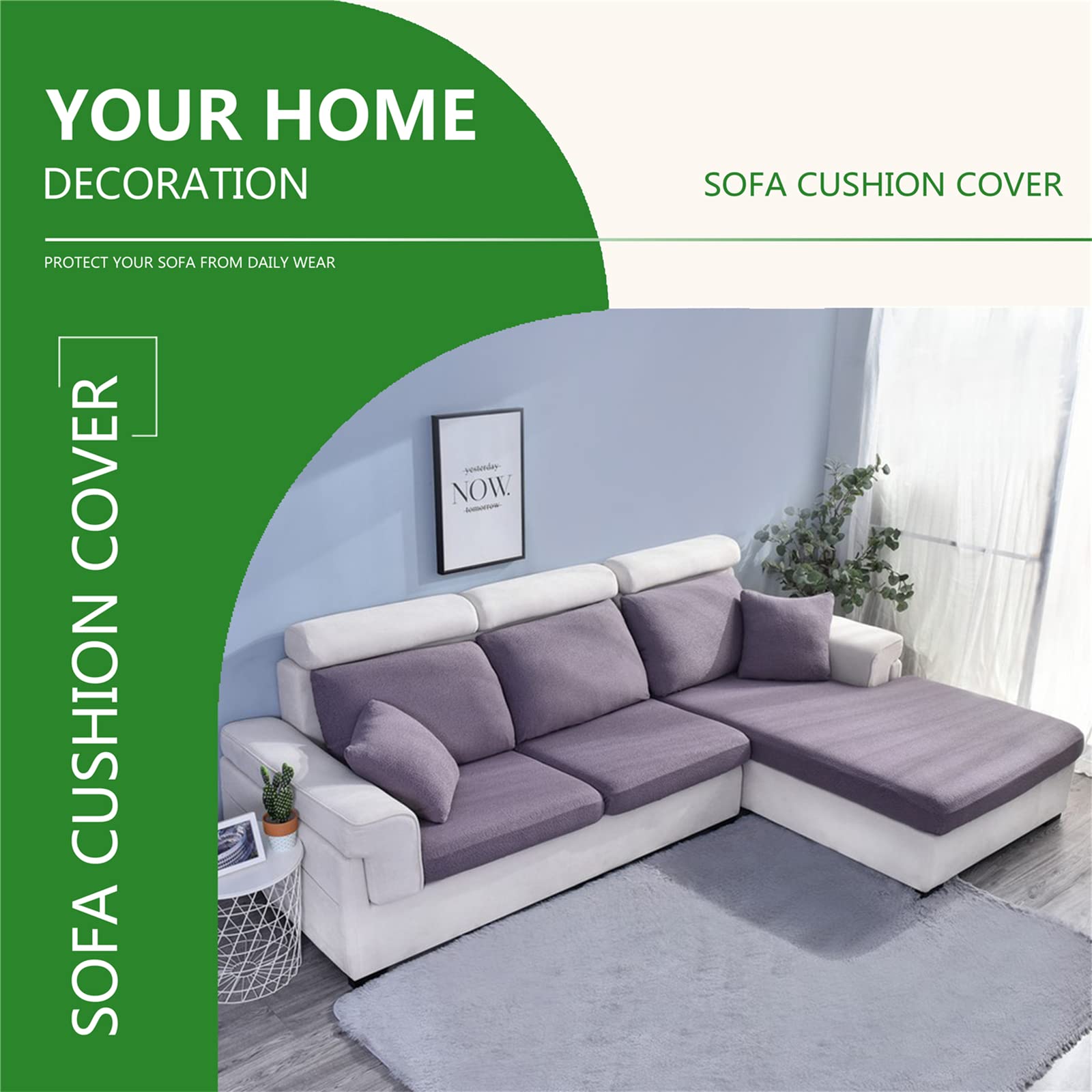 Premium Stretch Waterproof Sofa Cushion Cover - High Elastic Fabric Slipcover for Couches & Chairs | Water-Repellent & Durable (Purple Gray, 1-Seater) | Perfect for Living Room, Bedroom & Office Furniture Protection
