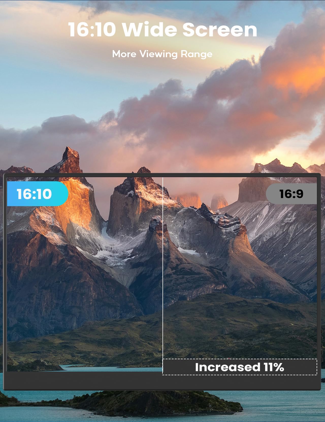 14inch Portable FHD Monitor 1920x1200P with USB-C & HDMI - Dual Speakers, HDR, Plug & Play - External Screen for Laptop, Mac, PC, Phone, Xbox, PS5, Switch - Perfect for Travel, Gaming & Remote Work