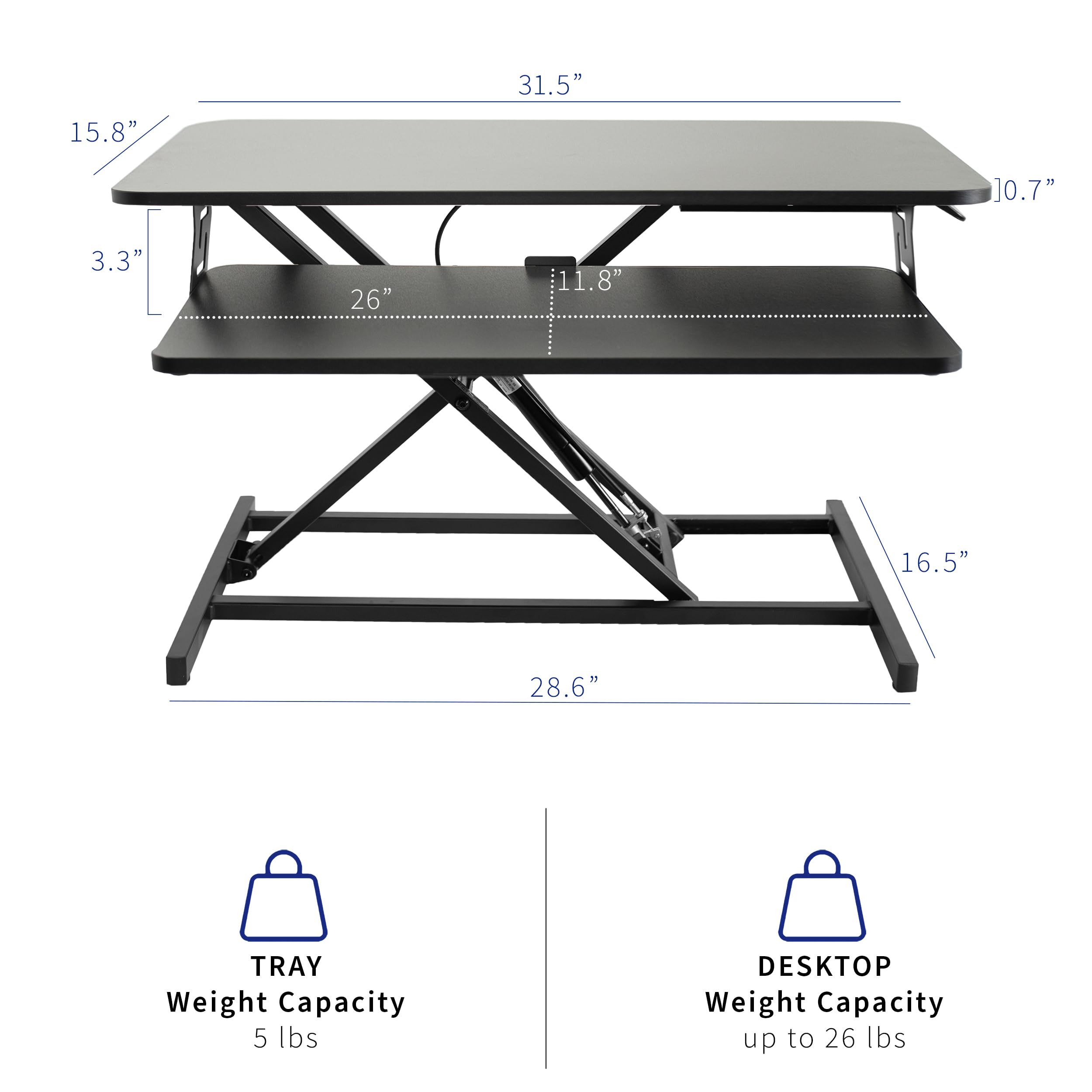 VIVO 32 Inch Adjustable Height Stand Up Desk Converter - Quick Sit to Stand Workstation with Dual Monitor Riser, Black (DESK-V000S) - Perfect for Home Office, Gaming & Ergonomic Workspace Setup