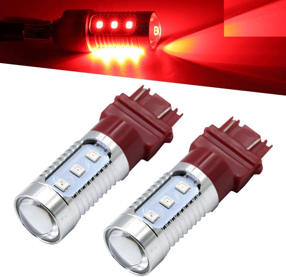 Syneticusa 3157 Red LED Stop Brake Light Bulbs - 12-LED Strobe Flash Warning Bulb for Enhanced Rear Safety | Perfect for Cars, Trucks, SUVs & Motorcycles