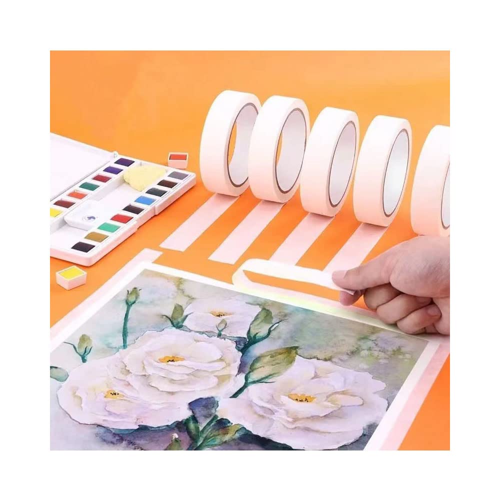 3/4 Inch x 55 Yards Masking Tape - 3 Rolls Beige White Painters Tape for Arts, DIY Crafts, Painting, Labeling & Decoration | Perfect for School Projects, Home & Office Use | Multipurpose Paper Tape for Walls, Furniture & Creative Projects