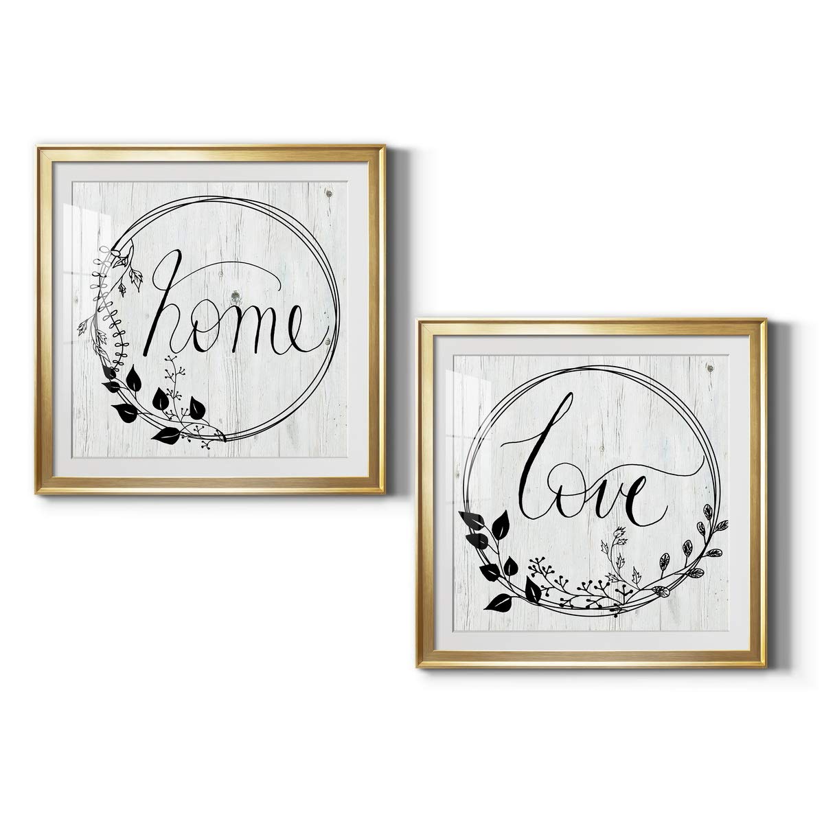 Floral Wall Art Print - Classic Geometric Abstract Transitional & Country Chic Decor - 26x26 Inch Gold Framed with Matte Board & Acrylic Glass - Perfect for Living Room, Bedroom or Office Wall Decor