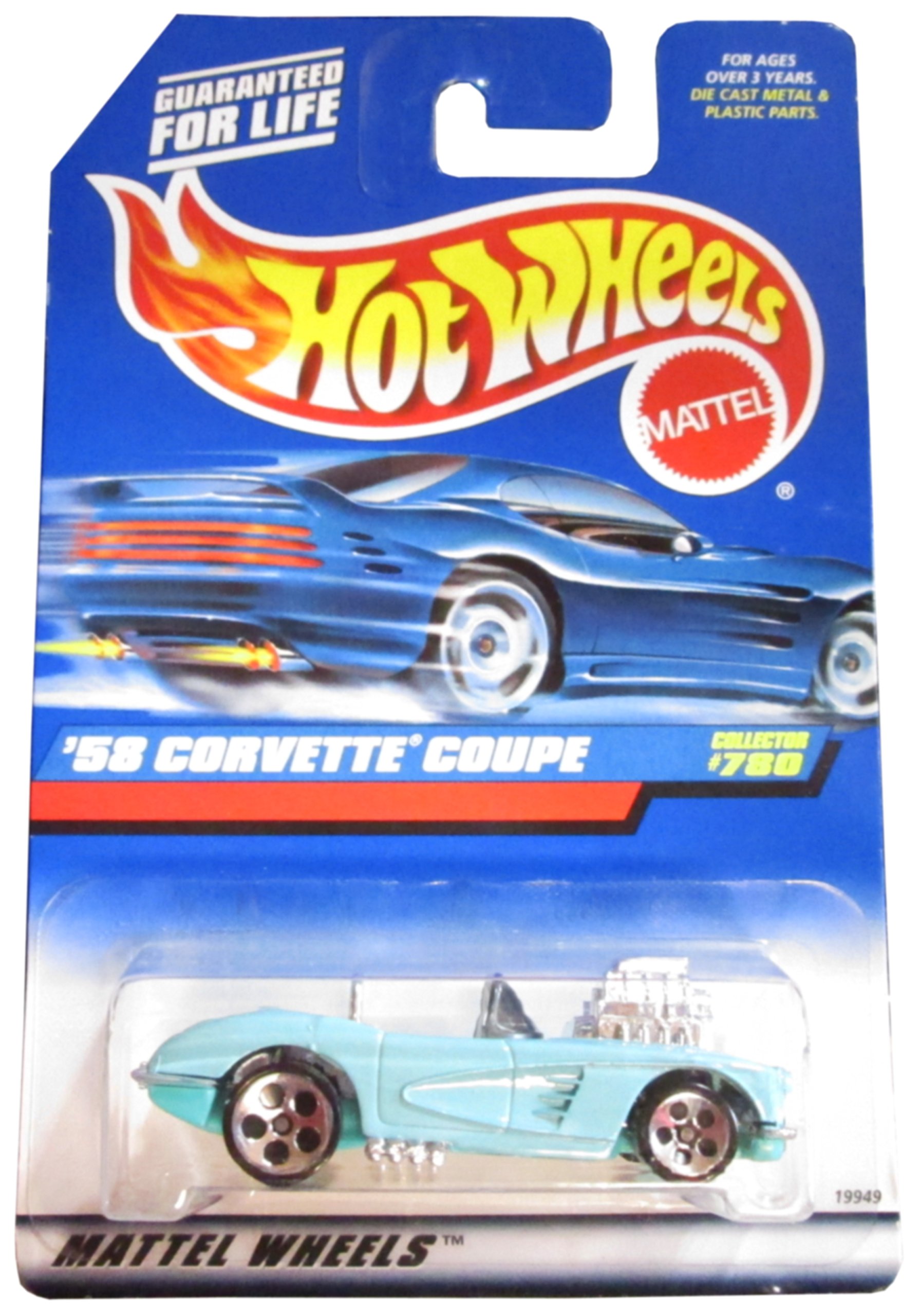 Hot Wheels 1:64 Scale '58 Corvette Coupe Diecast Car - Light Blue on Blue (Collector Edition #780) - Perfect for Display, Gifts & Racing Play Sets