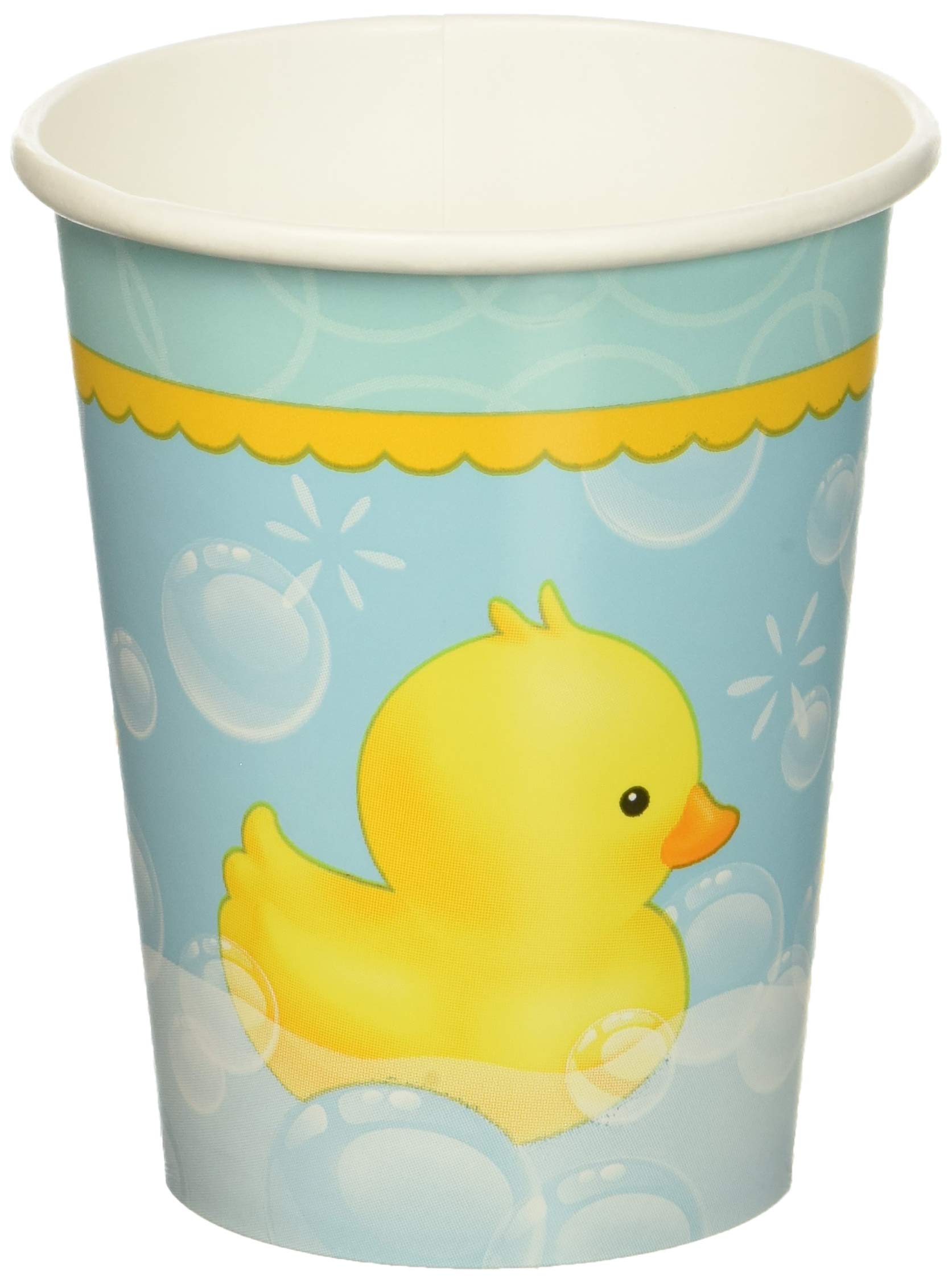 Creative Converting Rubber Duck Bubble Bath Paper Cups - 9 oz, Multicolor - Fun Party Favors for Kids Birthday, Baby Shower & Bath Time