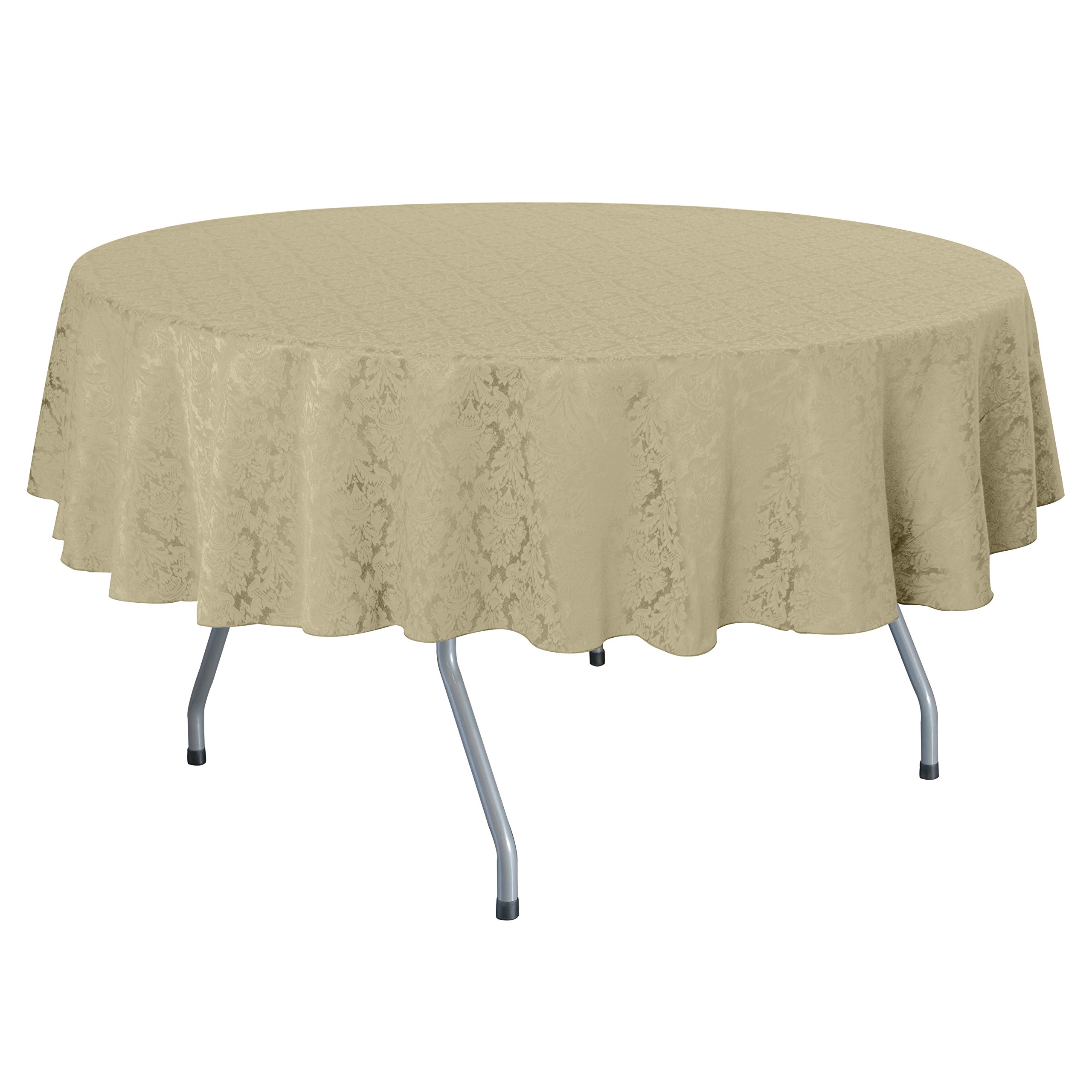 Premium 5-Pack Saxony 60-Inch Round Damask Tablecloth Set - Fits Tables Under 60